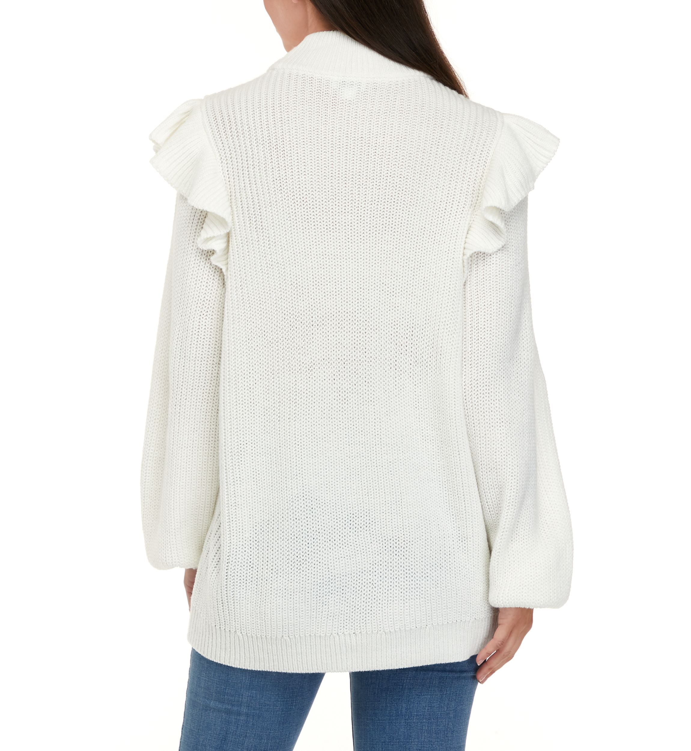 Womens Long Sleeve Ruffle Sweater