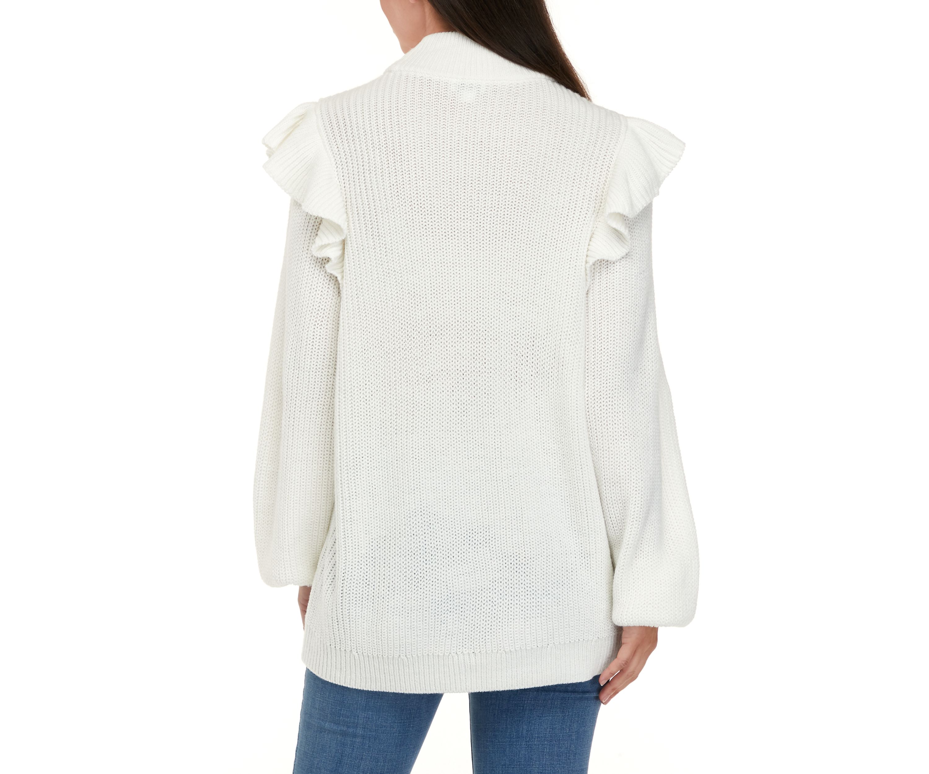 Womens Long Sleeve Ruffle Sweater
