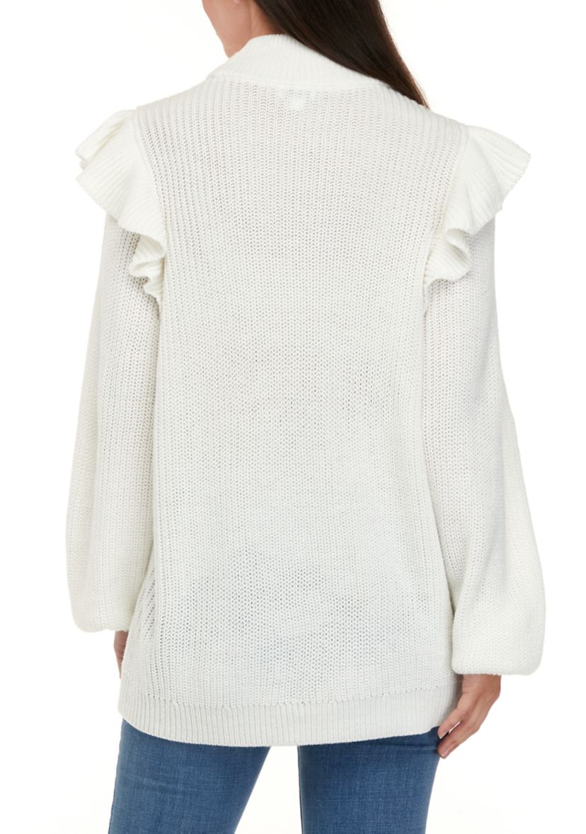 Womens Long Sleeve Ruffle Sweater