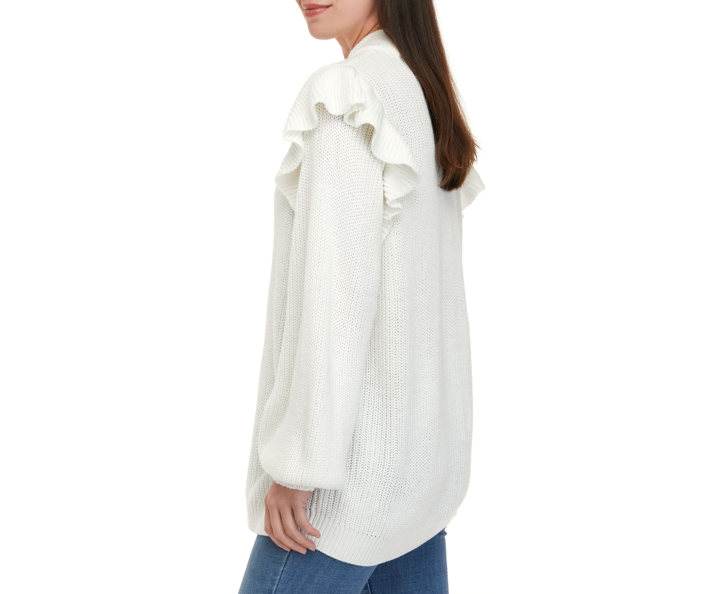 Womens Long Sleeve Ruffle Sweater