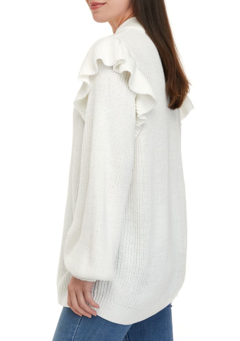 Womens Long Sleeve Ruffle Sweater
