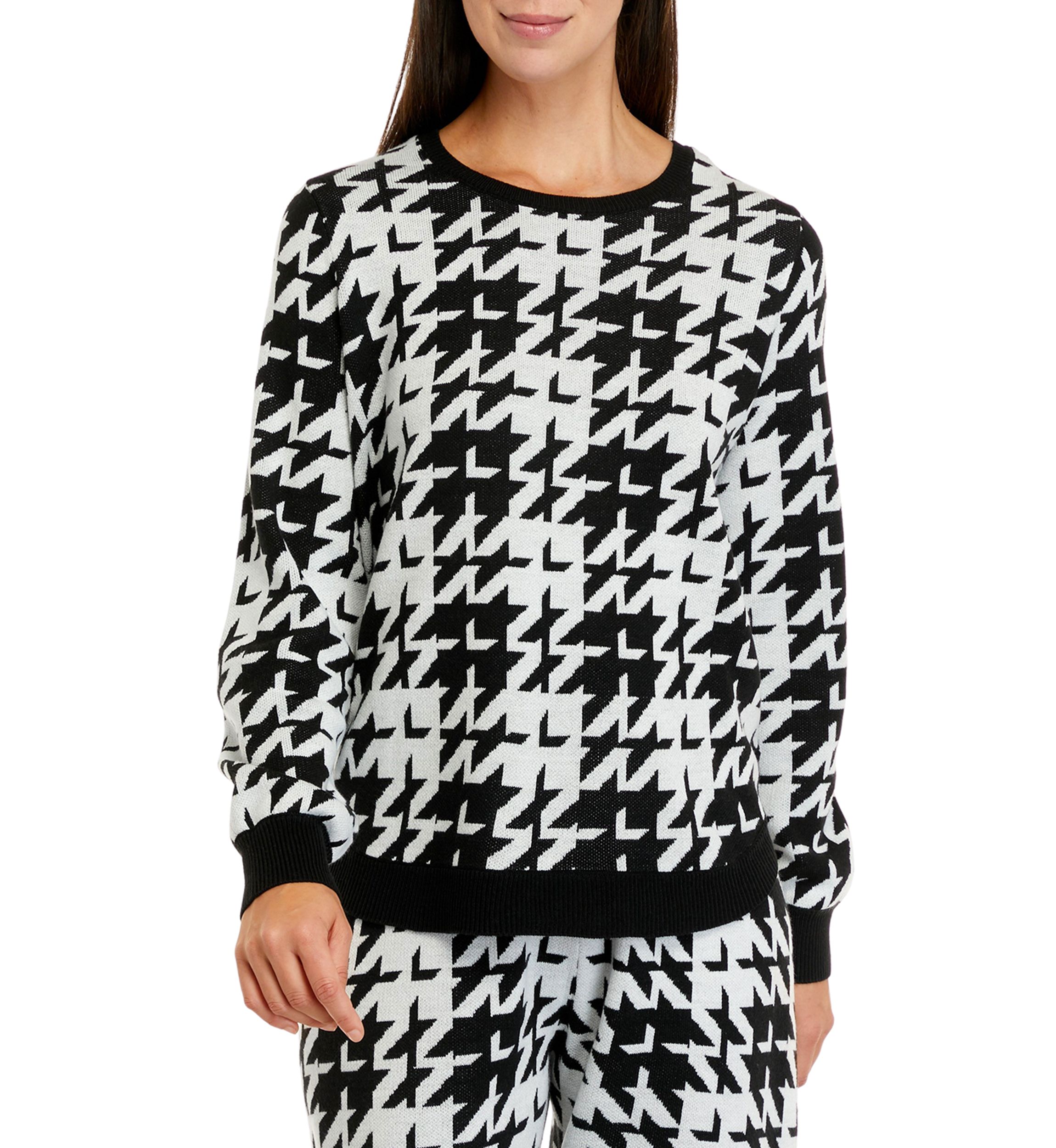 Womens Crew Neck Printed Sweater