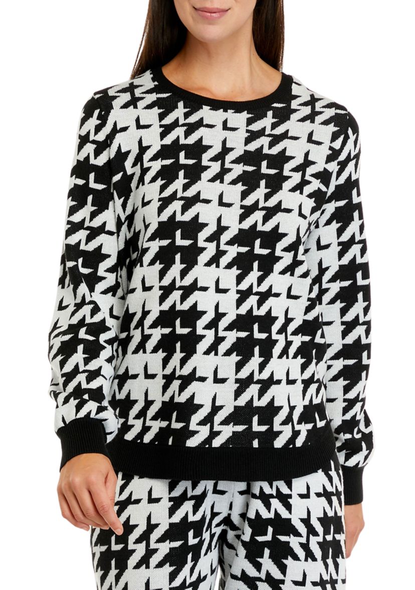 Womens Crew Neck Printed Sweater