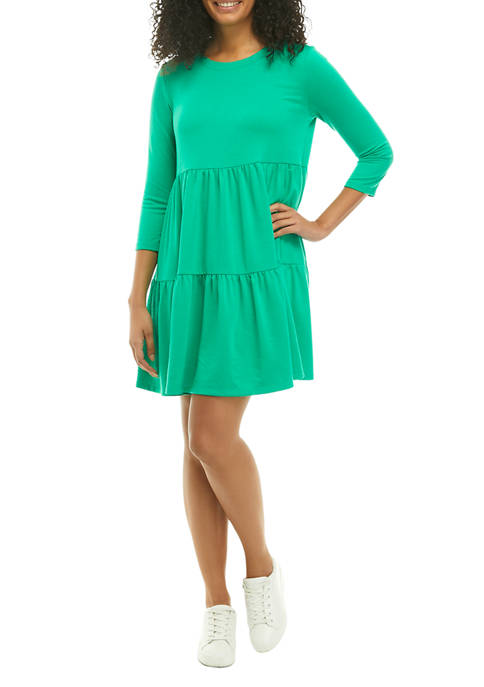 Crown & Ivy™ Womens 3/4 Sleeve Tiered Dress