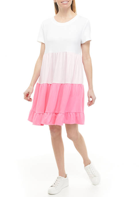 Crown & Ivy™ Womens Short Sleeve Tiered Dress