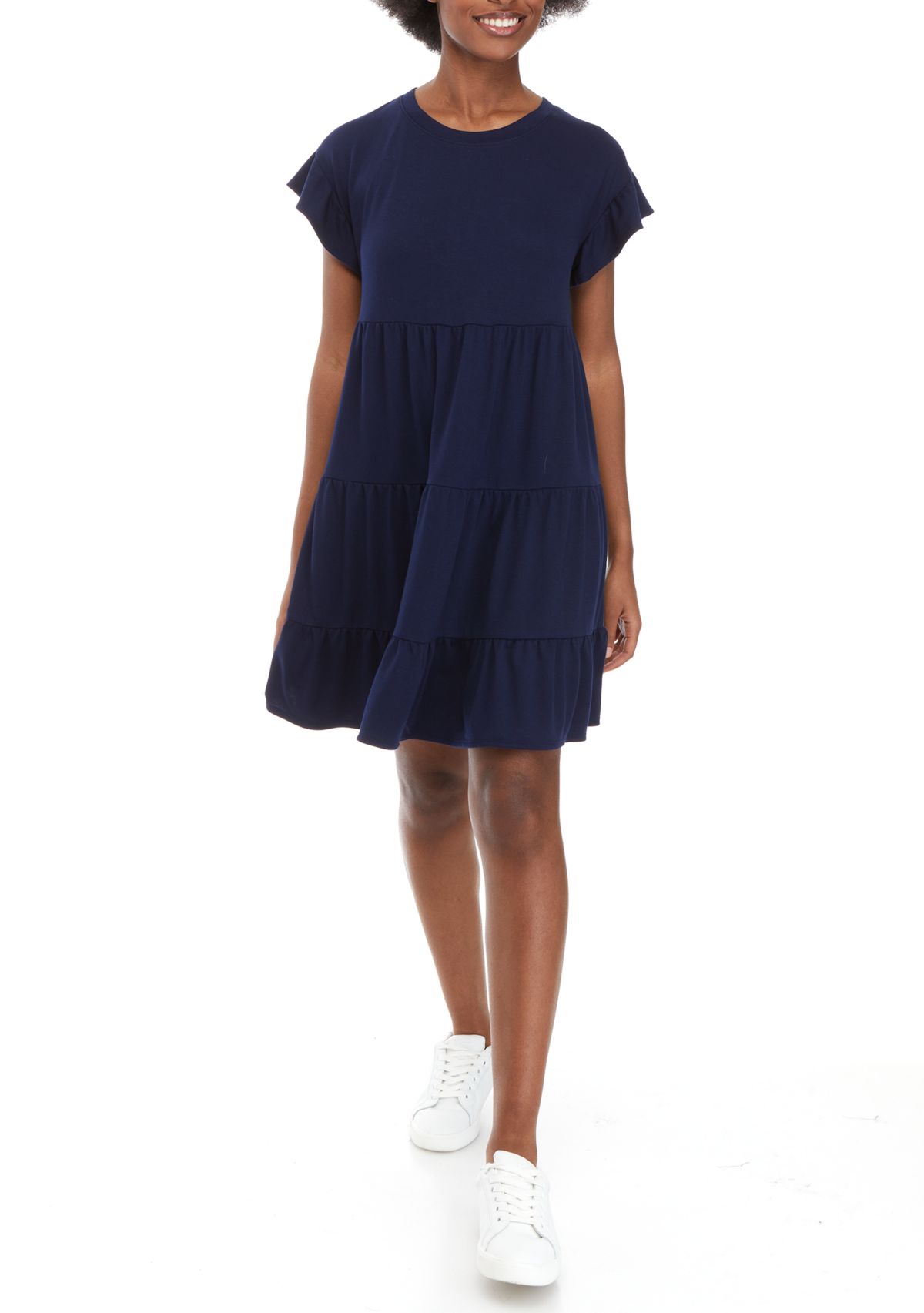 Womens Flutter Sleeve Swing Dress