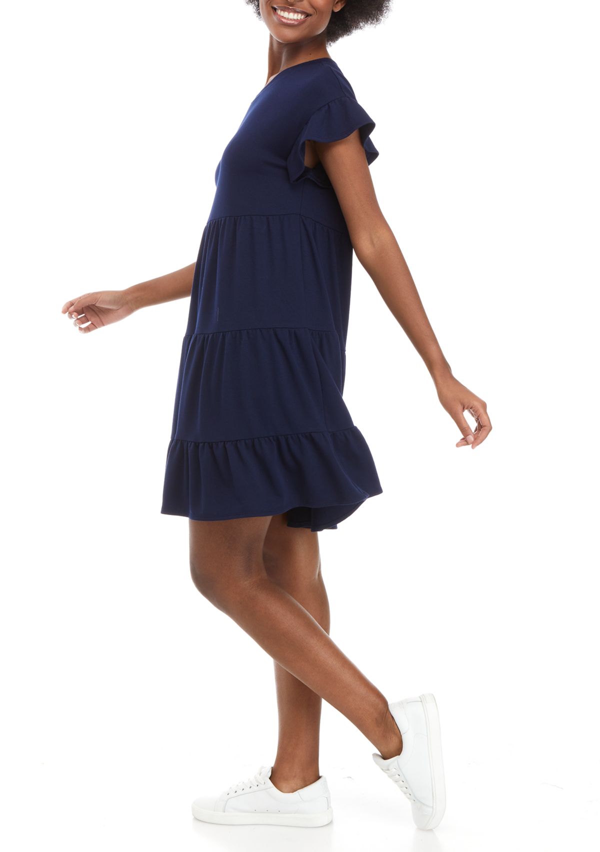 Womens Flutter Sleeve Swing Dress