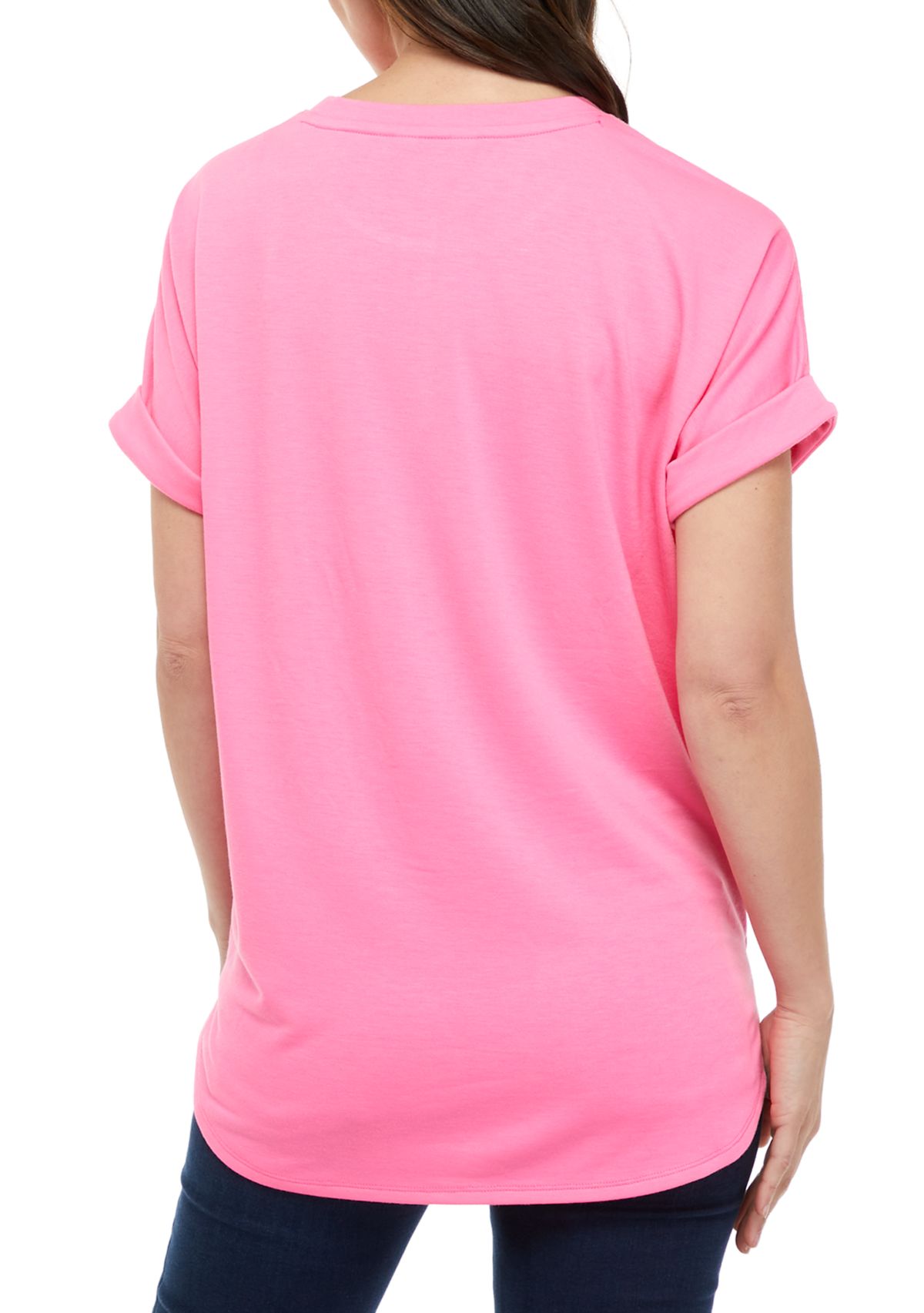 Womens Short Sleeve Round Hem Graphic T-Shirt 