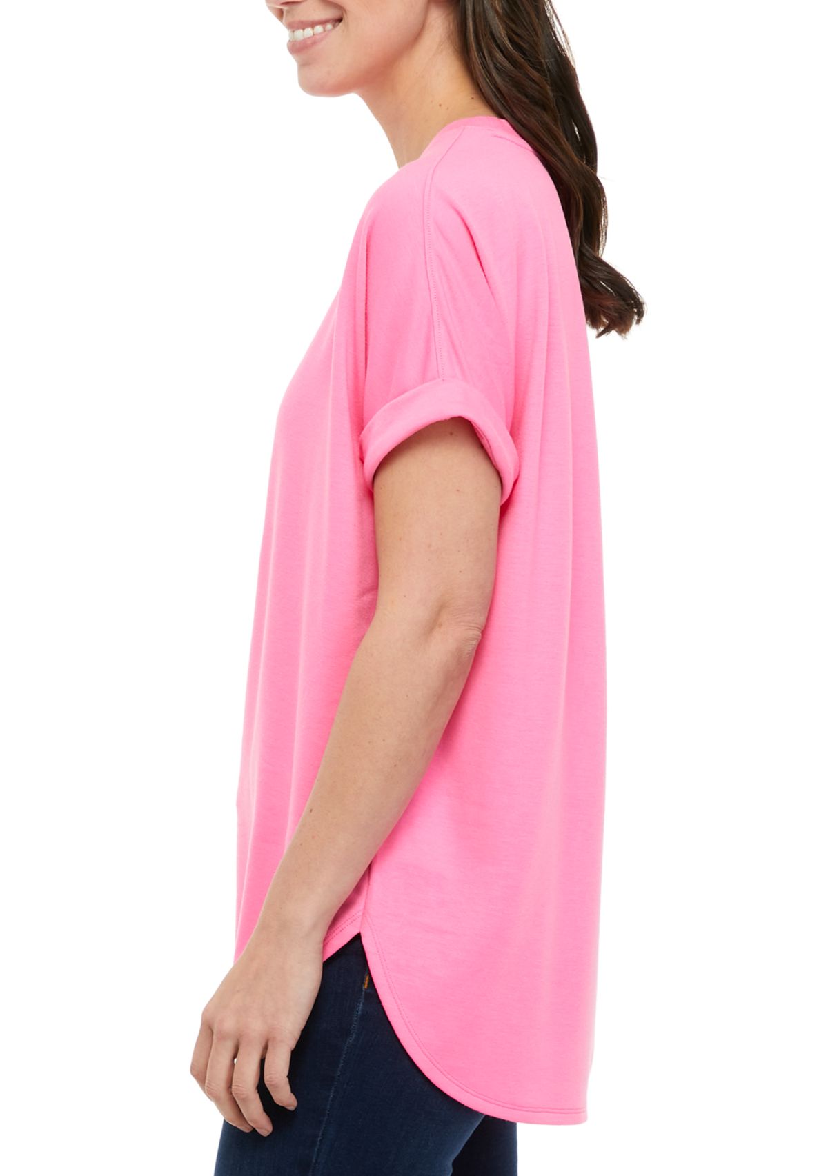 Womens Short Sleeve Round Hem Graphic T-Shirt 