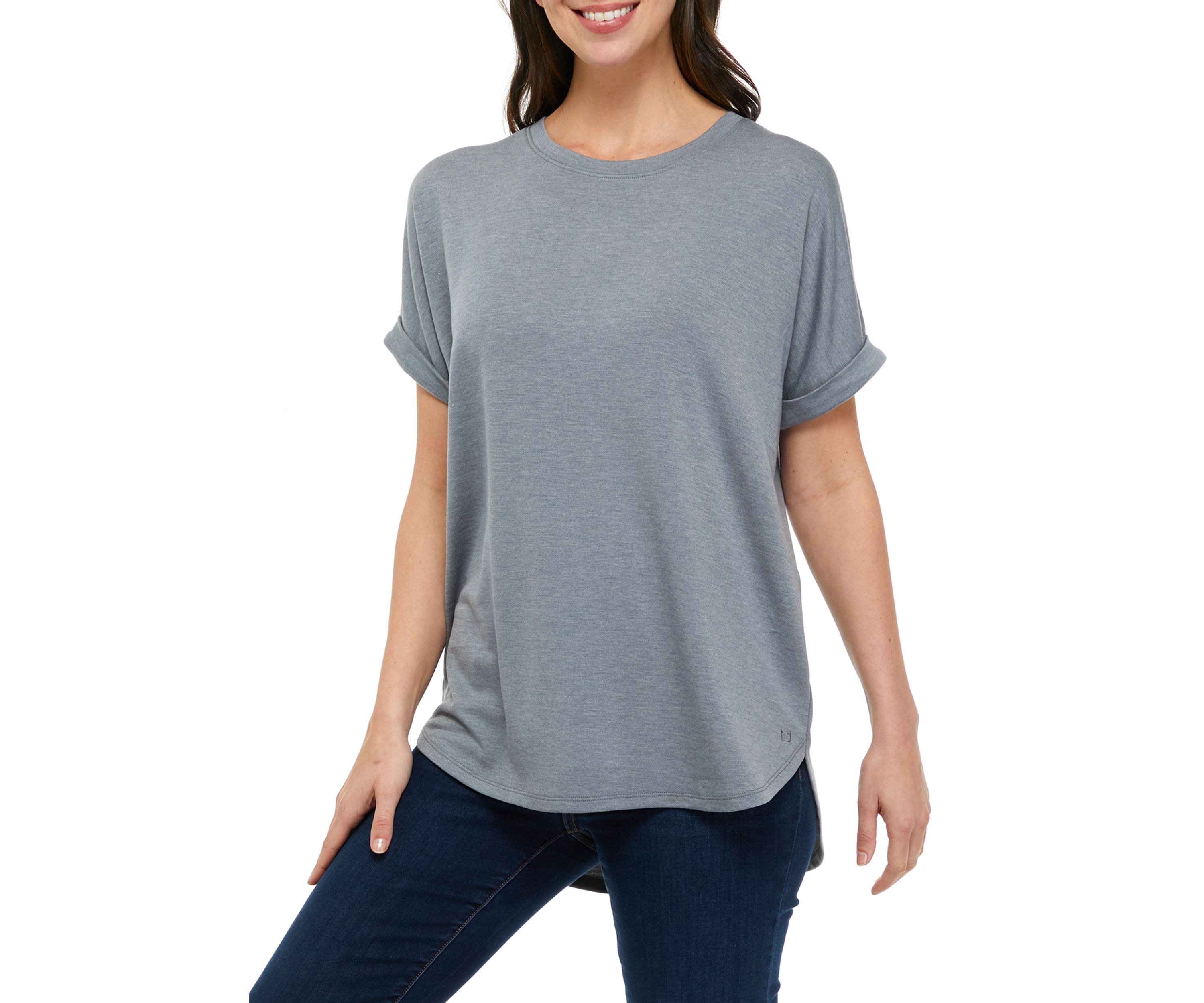 Womens Dolman Sleeve Round Hem T-Shirt 