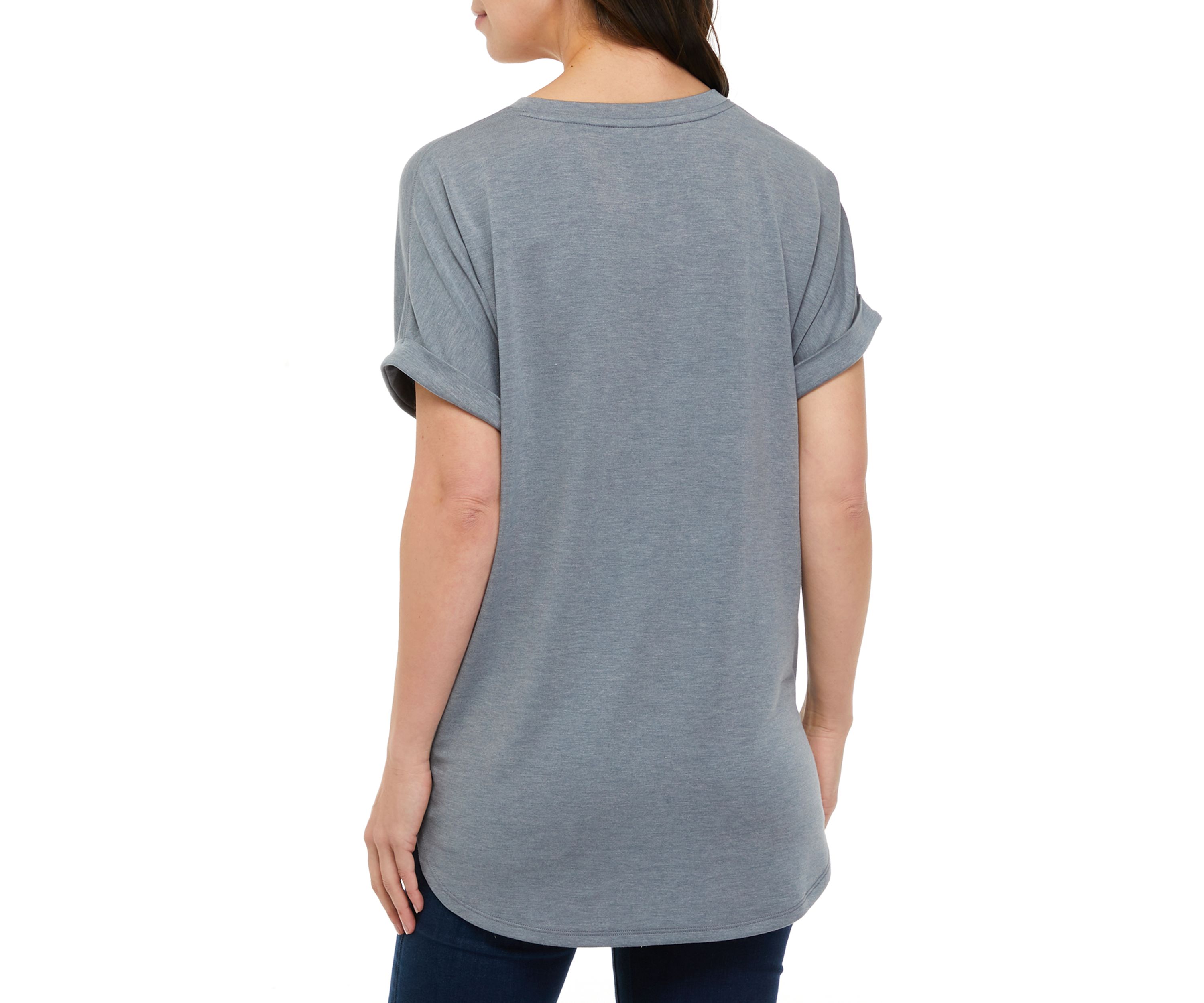 Womens Dolman Sleeve Round Hem T-Shirt 