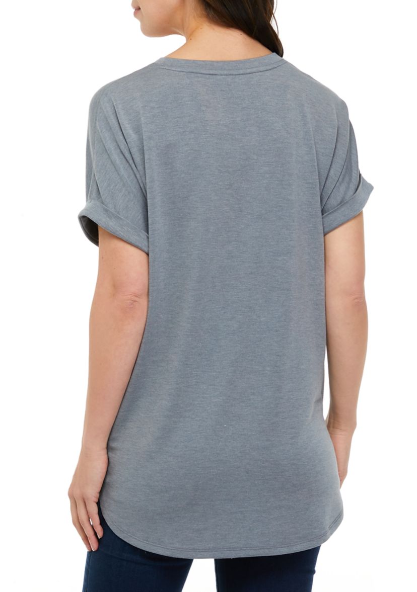 Womens Dolman Sleeve Round Hem T-Shirt 