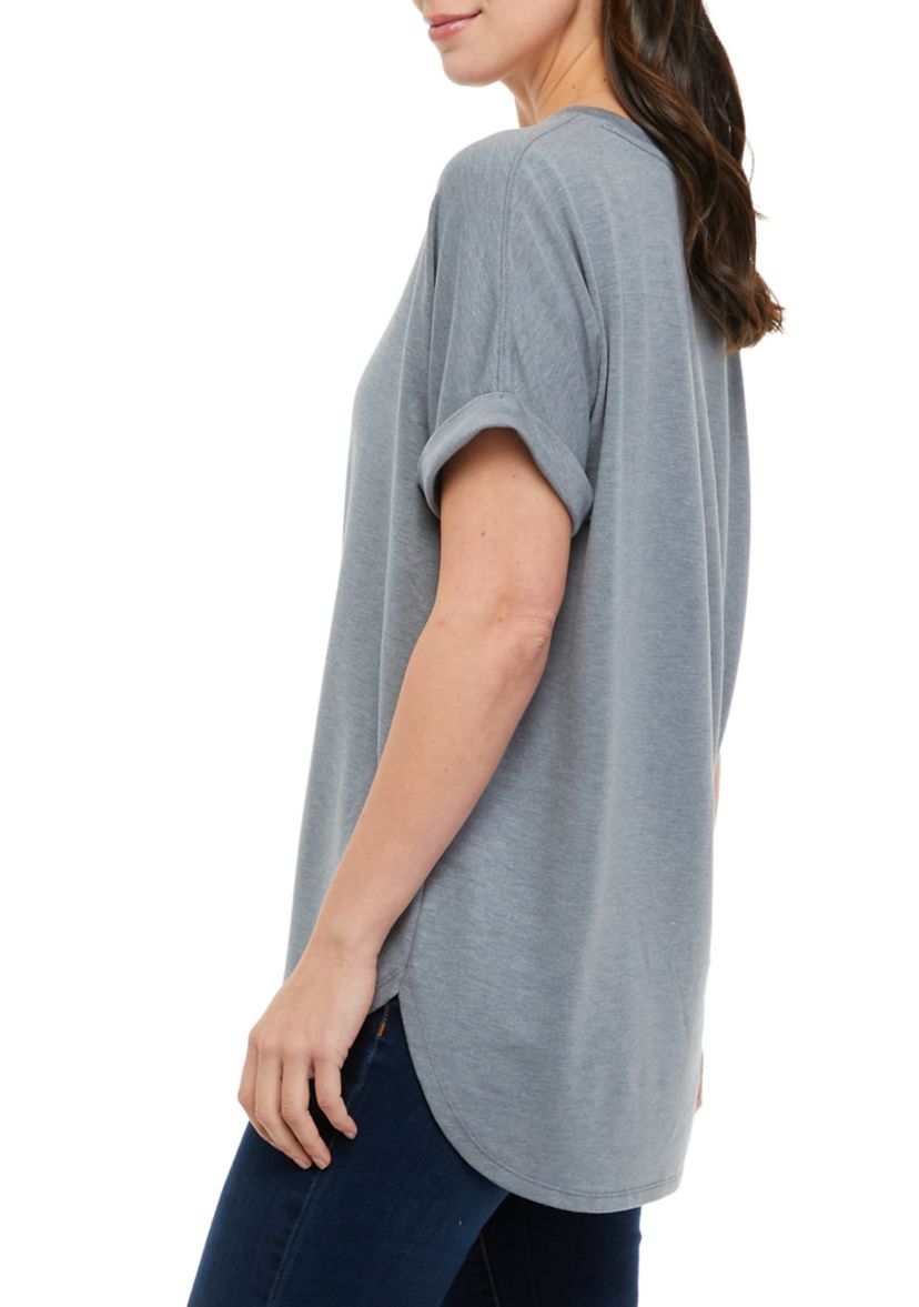 Womens Dolman Sleeve Round Hem T-Shirt 