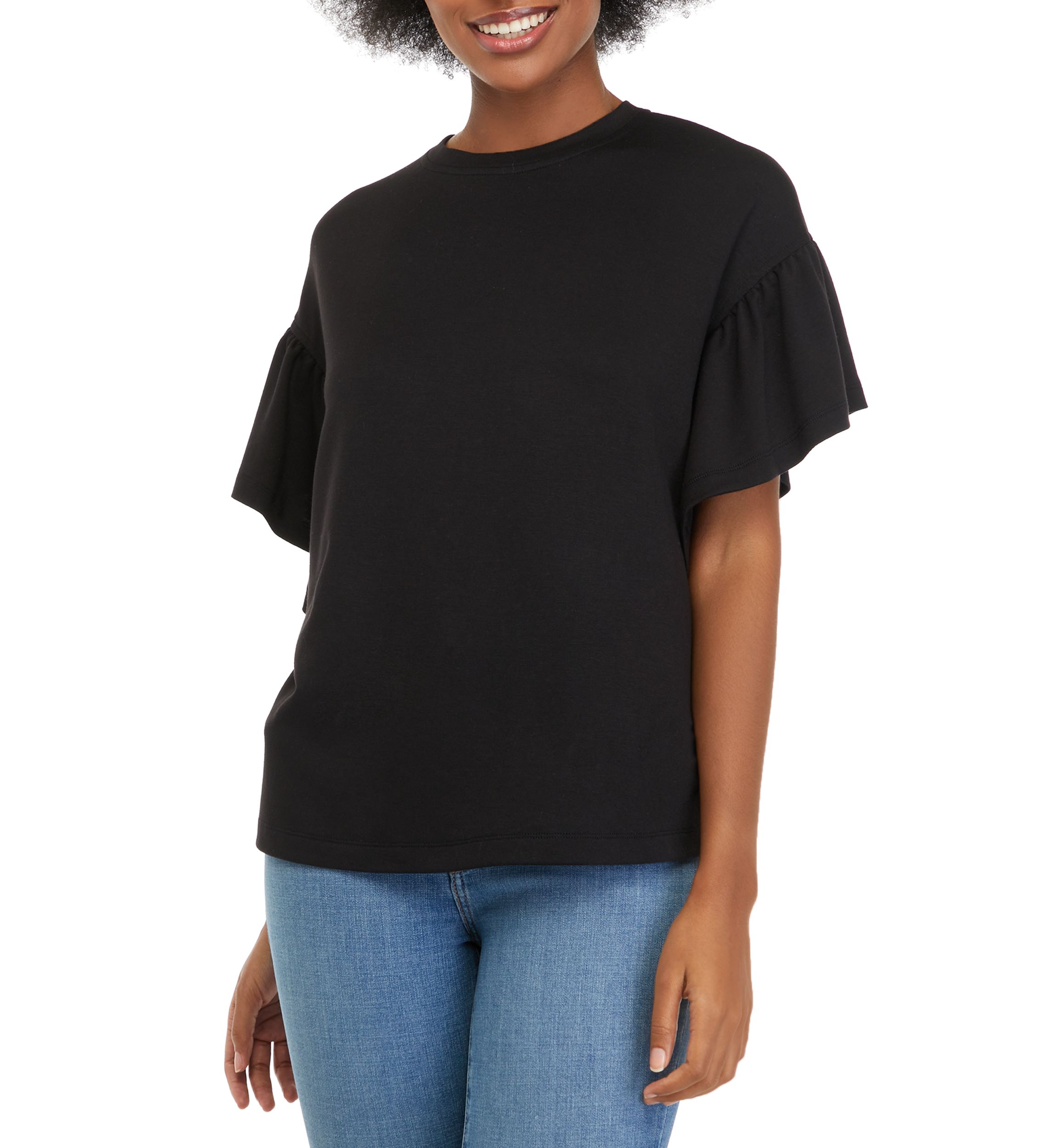 Womens Flutter Sleeve Top