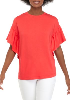 Womens Flutter Sleeve Top