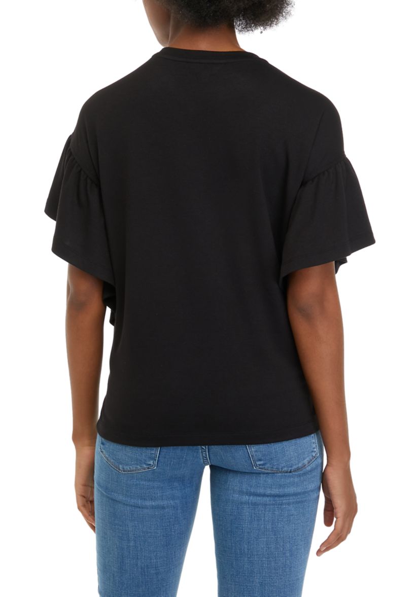 Womens Flutter Sleeve Top