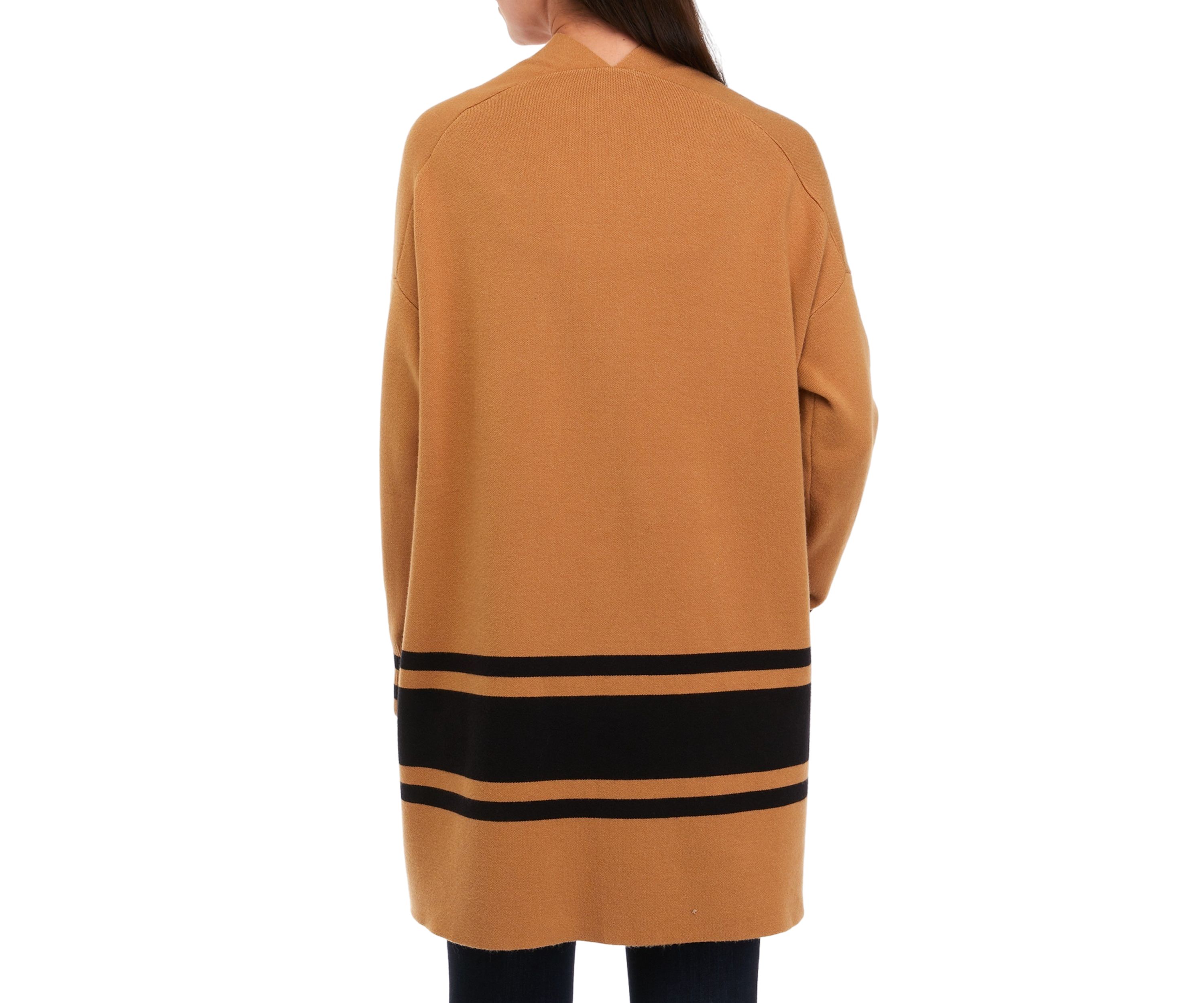 Womens Open Front Color Block Cardigan 