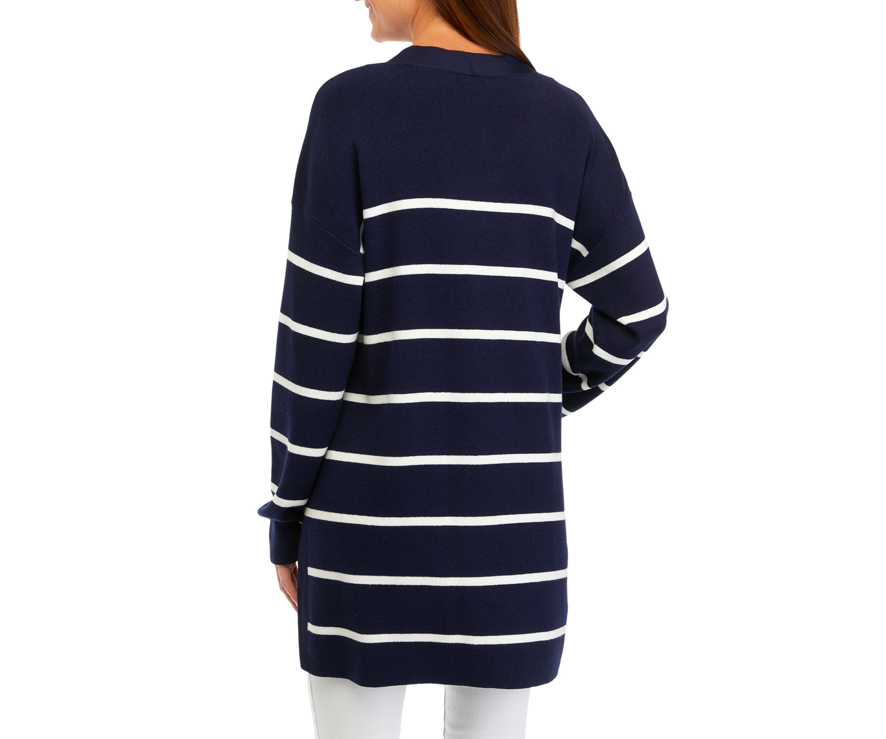 Womens Long Sleeve Button Front Yarn Dyed Cardigan