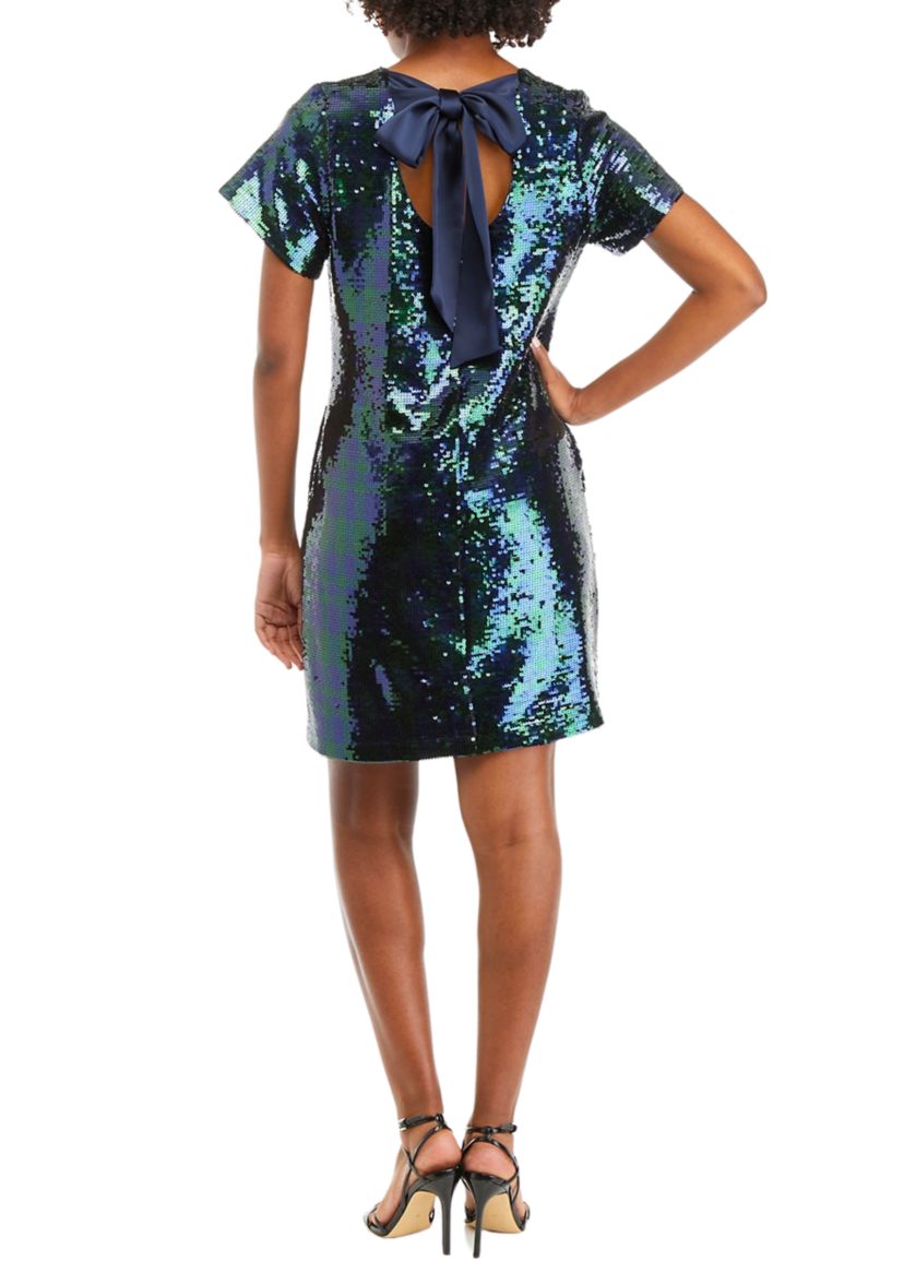 Womens Short Sleeve Sequin Dress