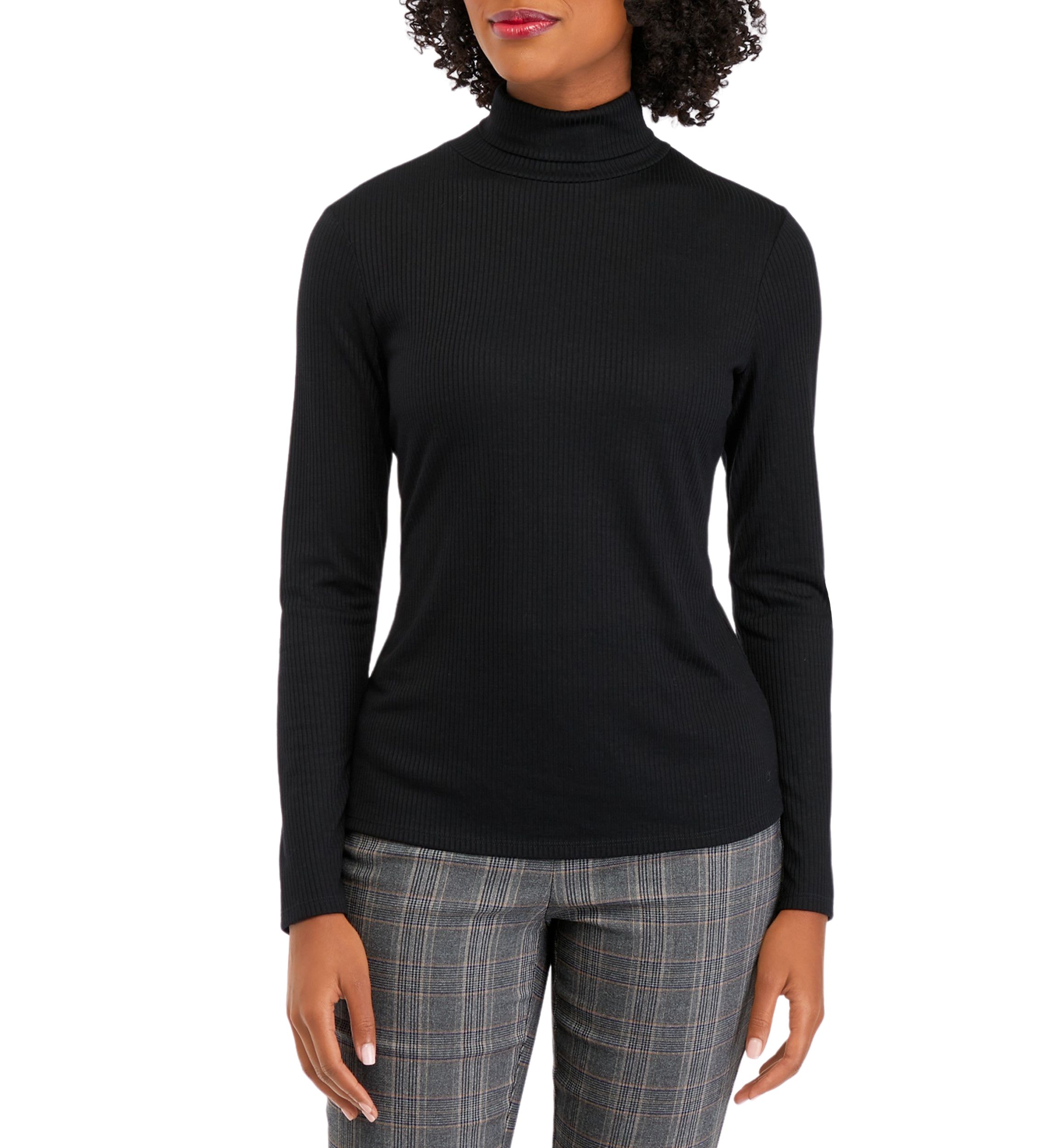 Womens Long Sleeve Ribbed Turtleneck Top