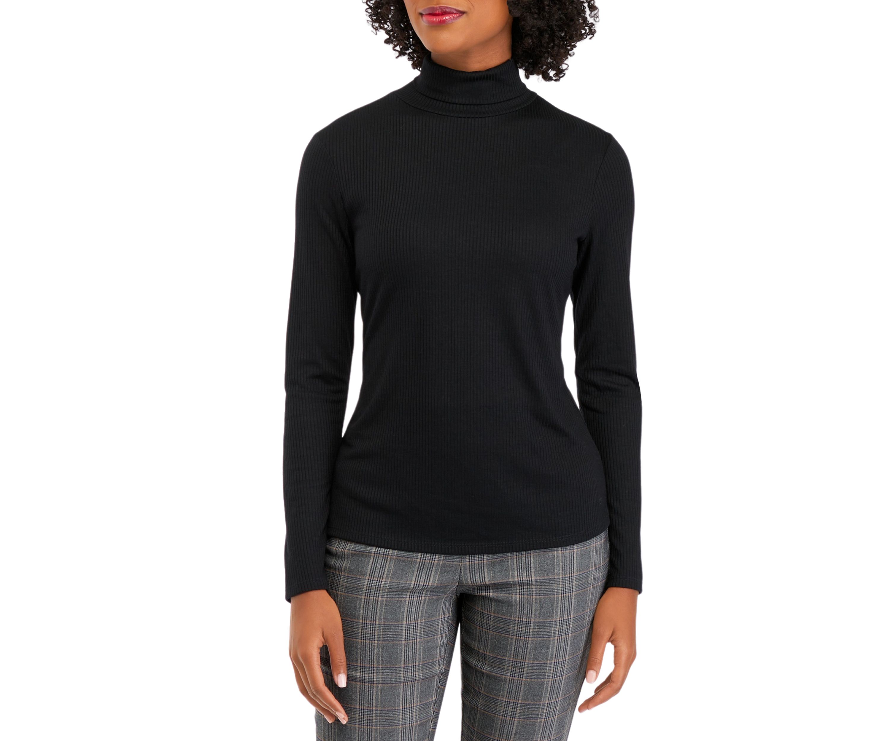 Womens Long Sleeve Ribbed Turtleneck Top