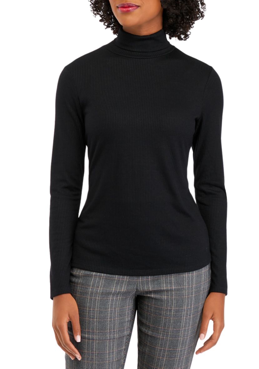 Womens Long Sleeve Ribbed Turtleneck Top