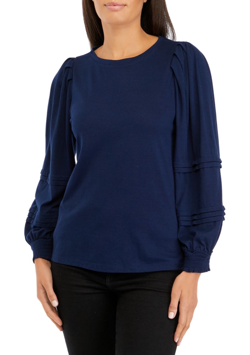 Womens Pintuck Sleeve Top
