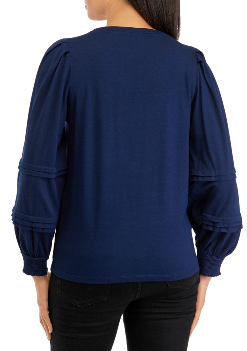 Womens Pintuck Sleeve Top
