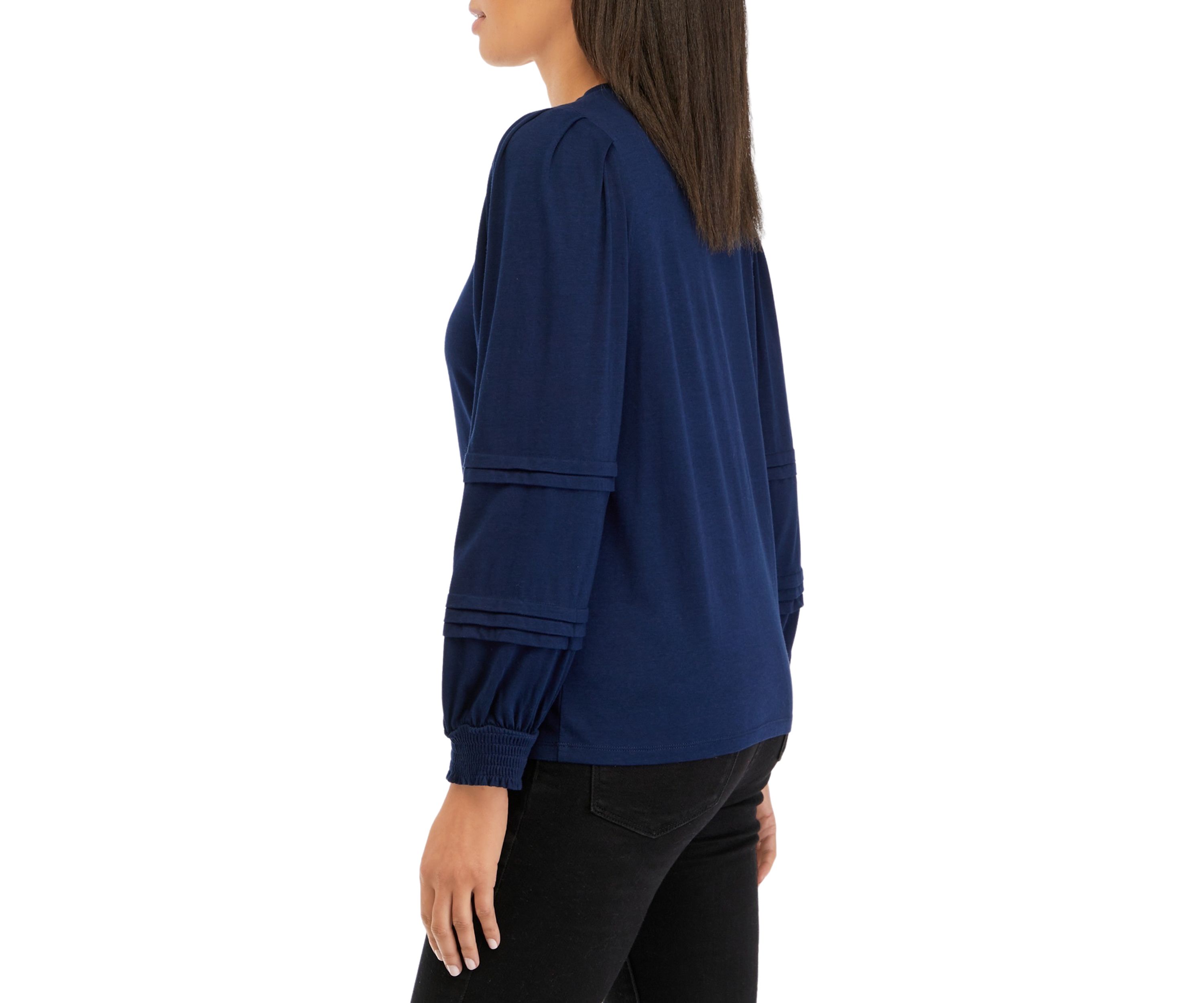 Womens Pintuck Sleeve Top