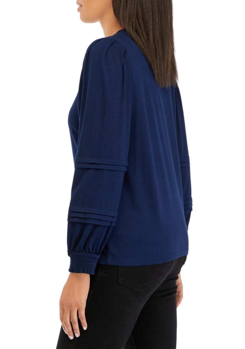 Womens Pintuck Sleeve Top