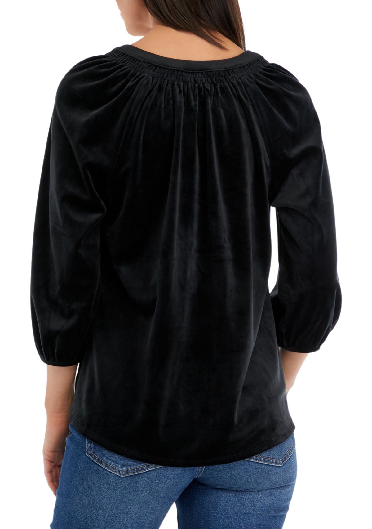 Womens Velvet Peasant Top