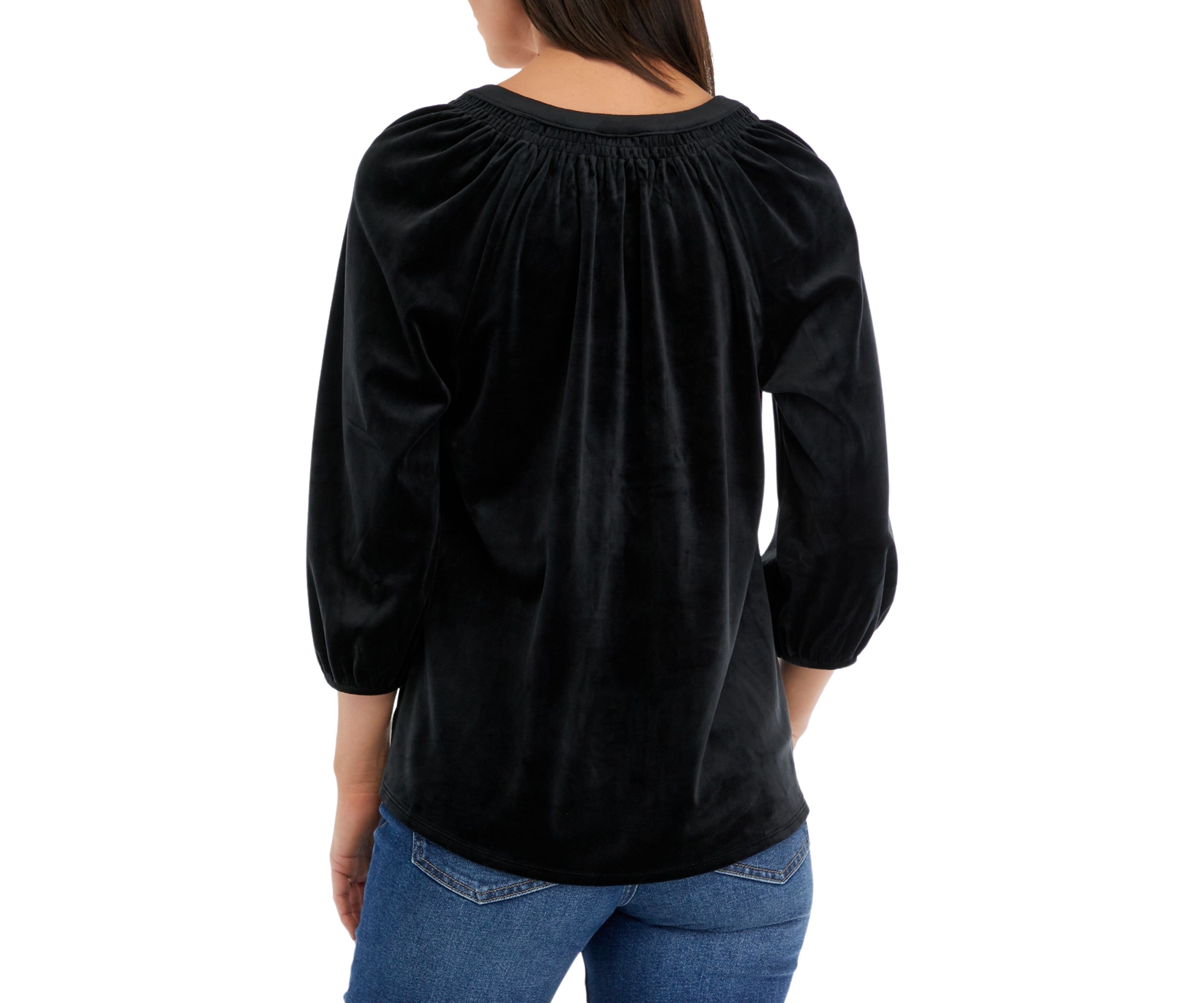Womens Velvet Peasant Top
