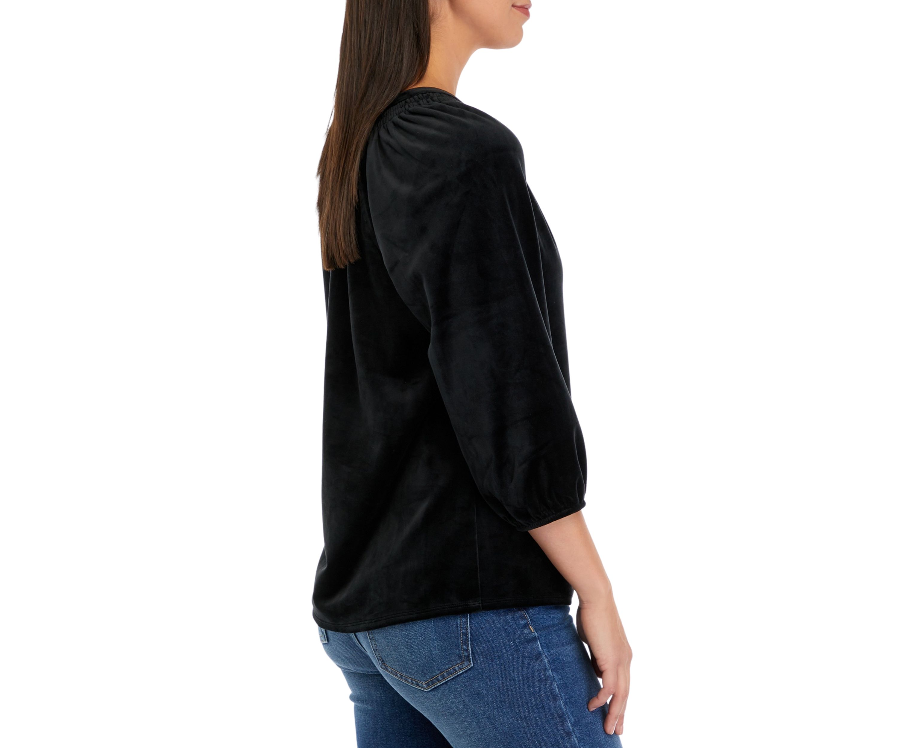 Womens Velvet Peasant Top