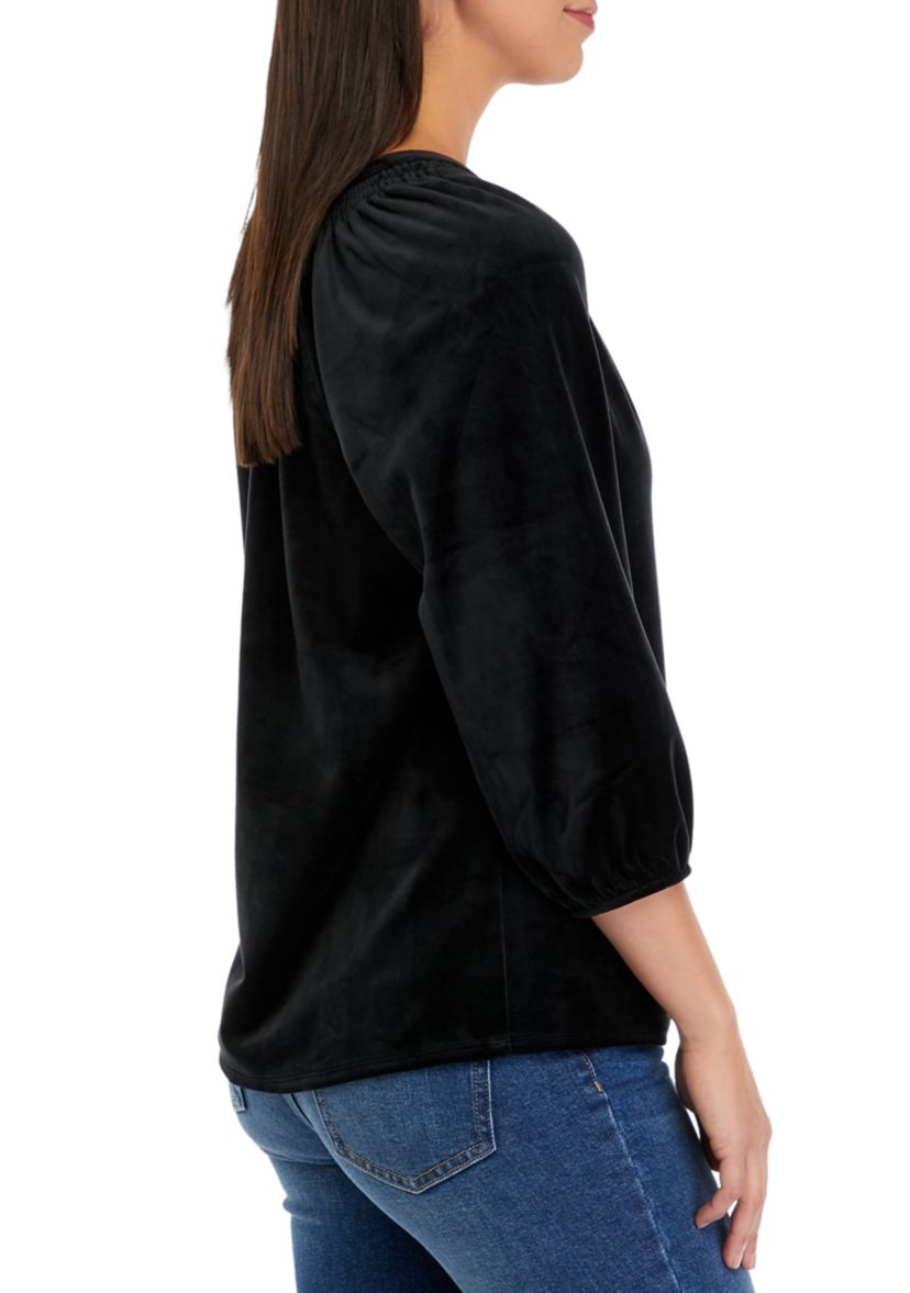 Womens Velvet Peasant Top