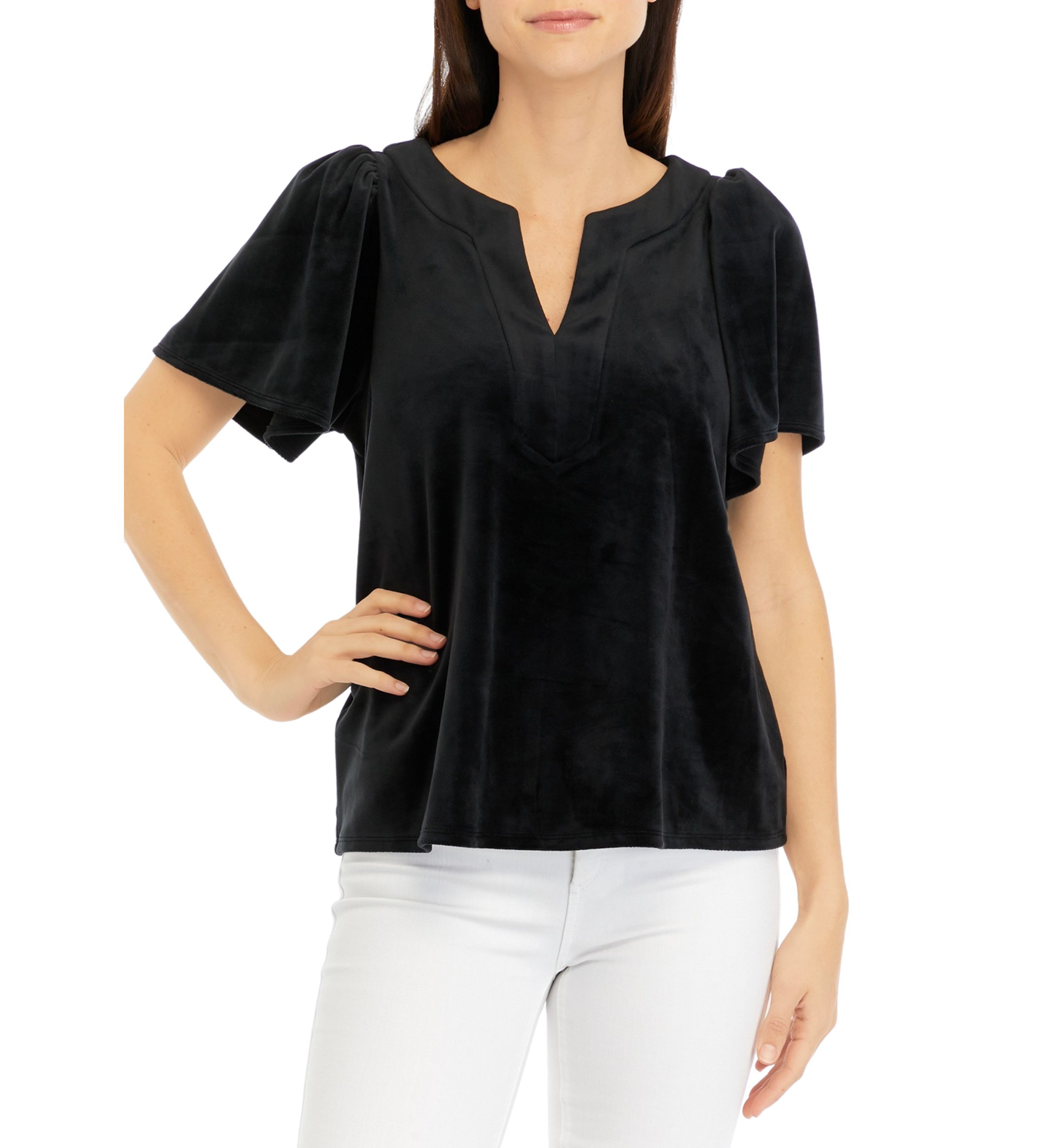 Womens Gathered Shoulder Sleeve Top