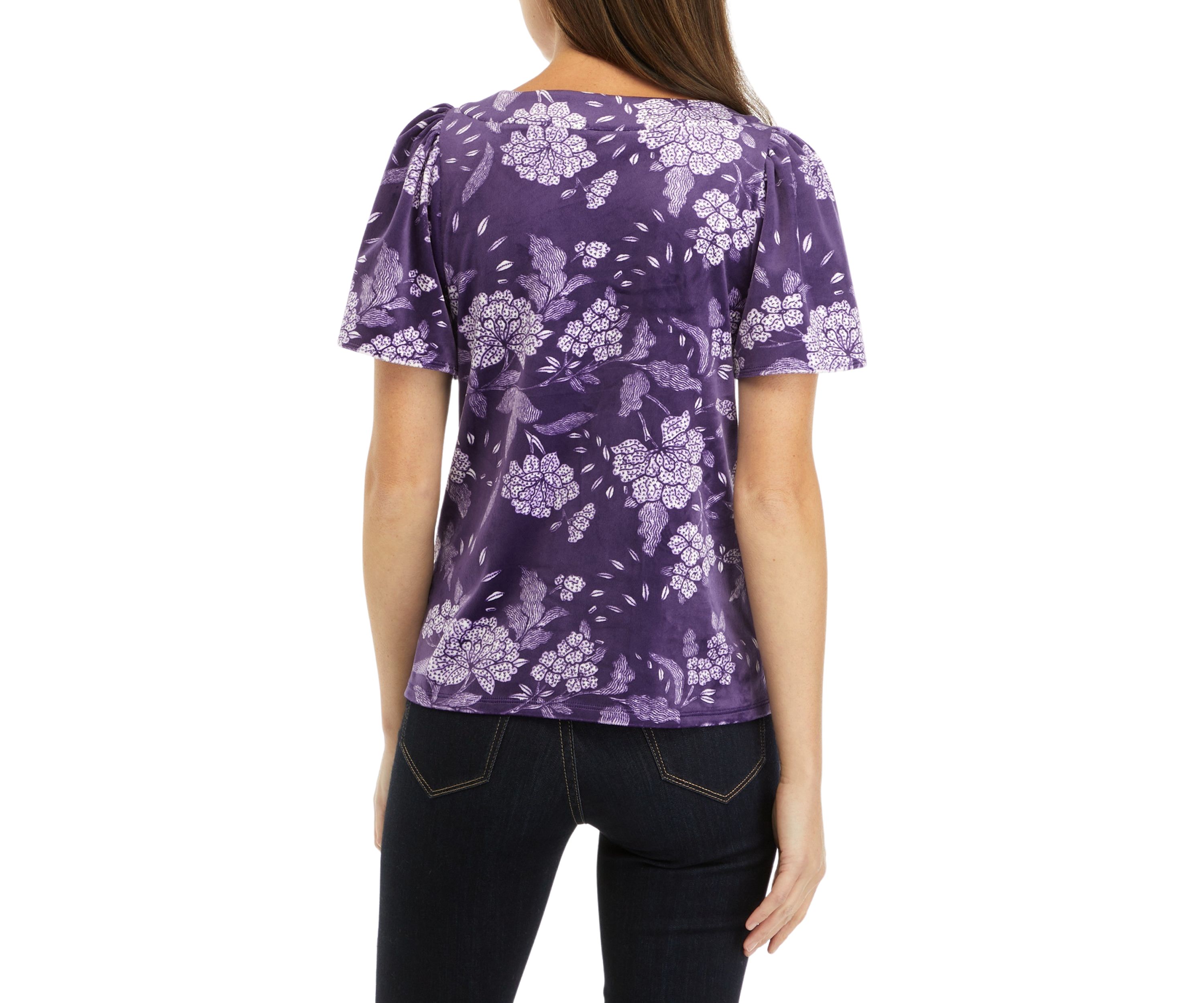 Womens Printed Split Neck Top