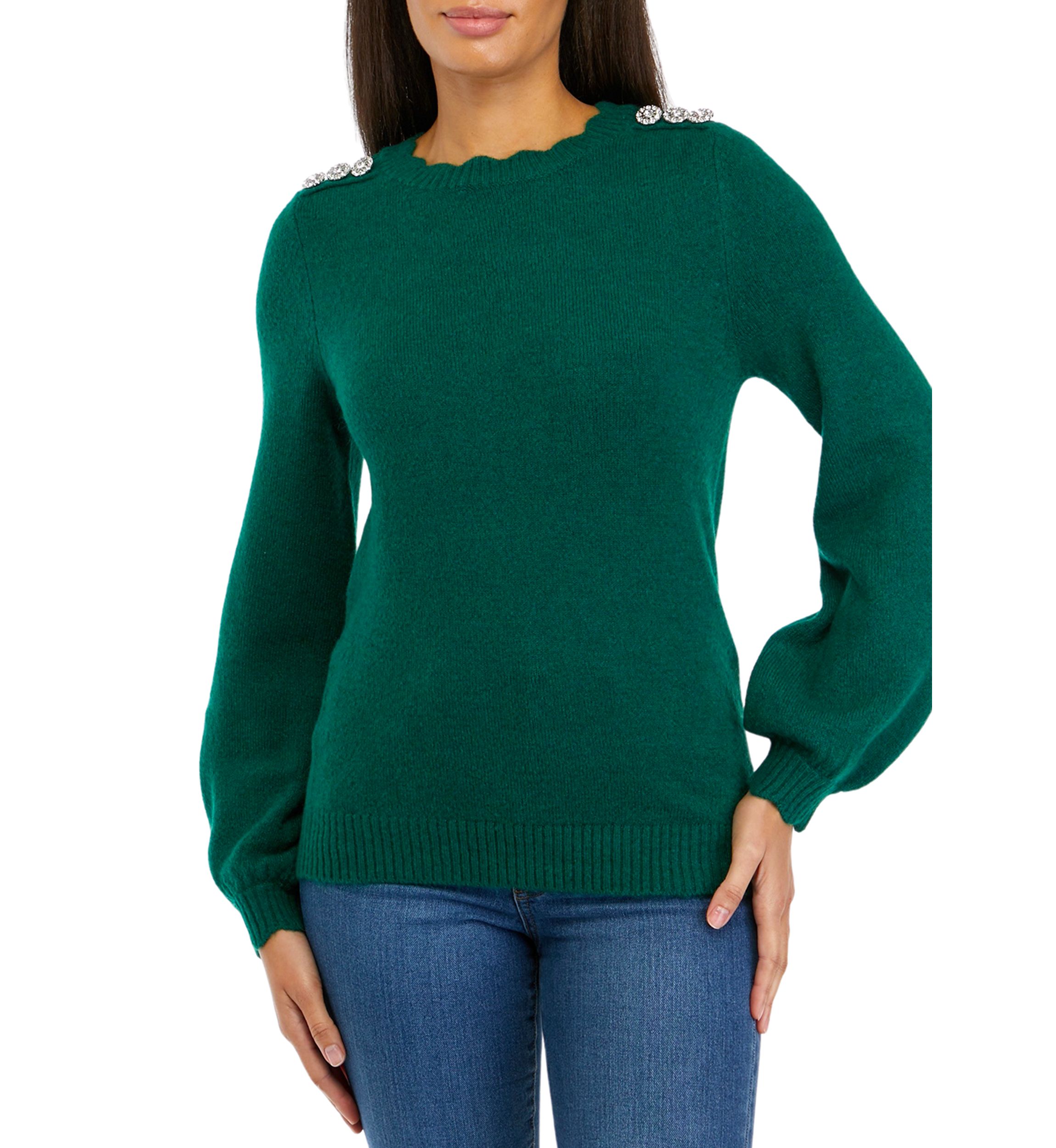 Womens Button Shoulder Sweater