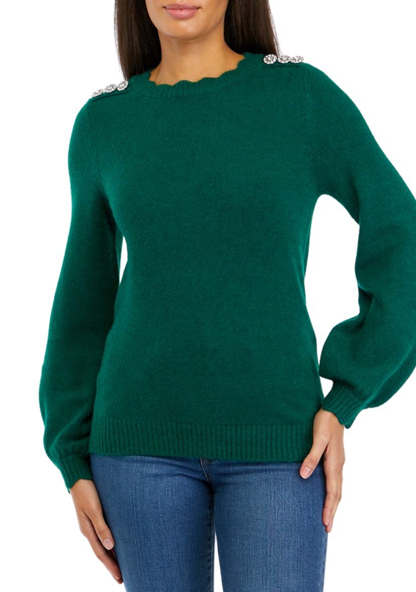Womens Button Shoulder Sweater