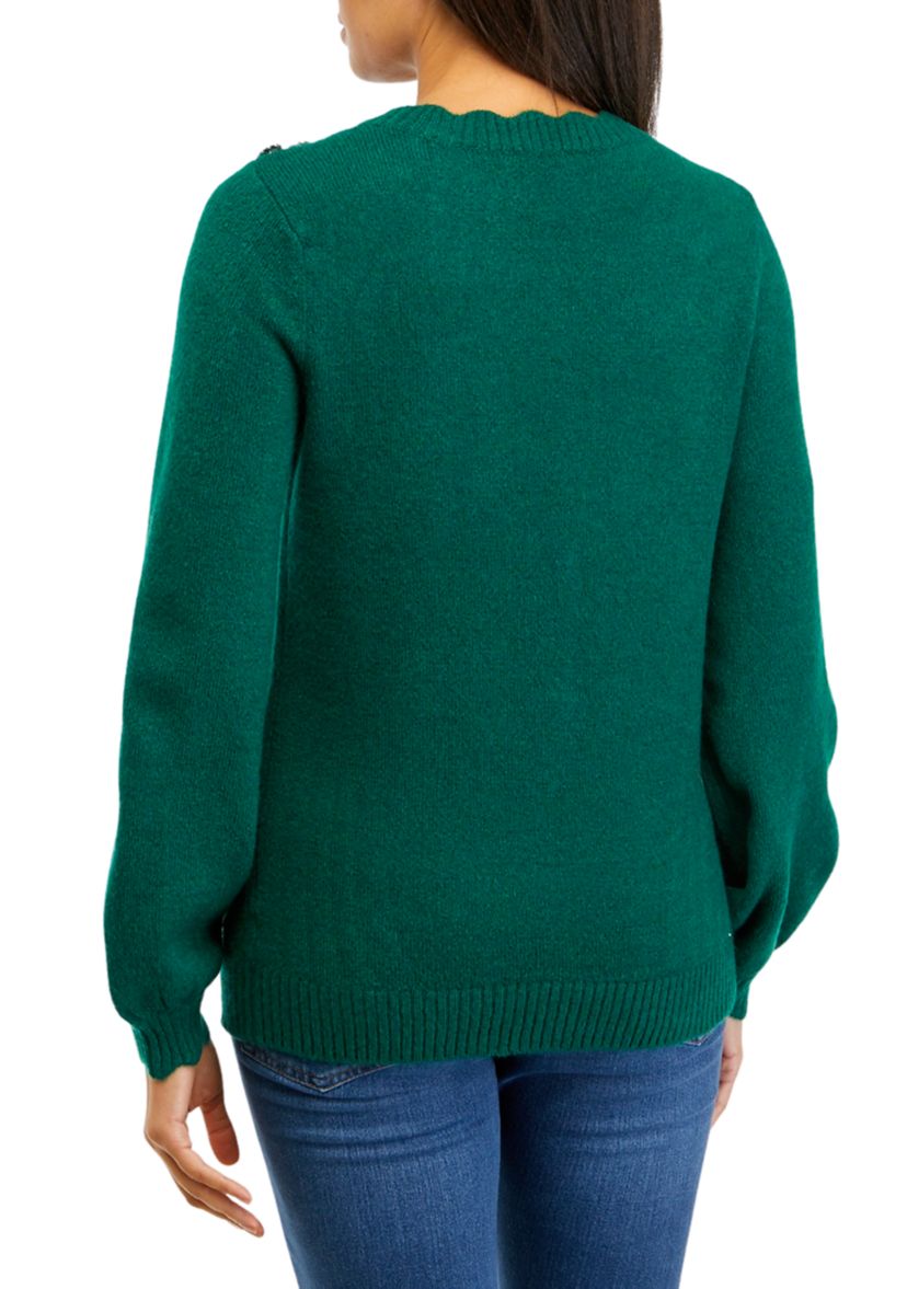 Womens Button Shoulder Sweater