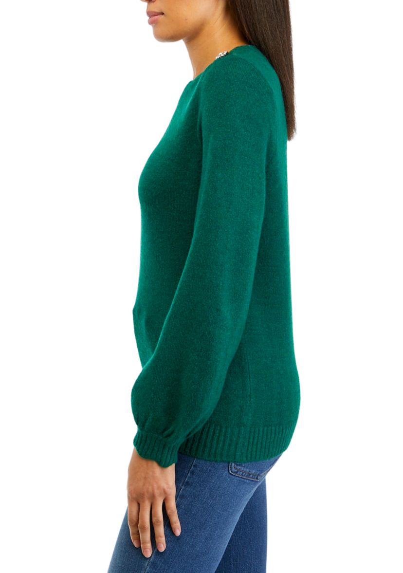 Womens Button Shoulder Sweater