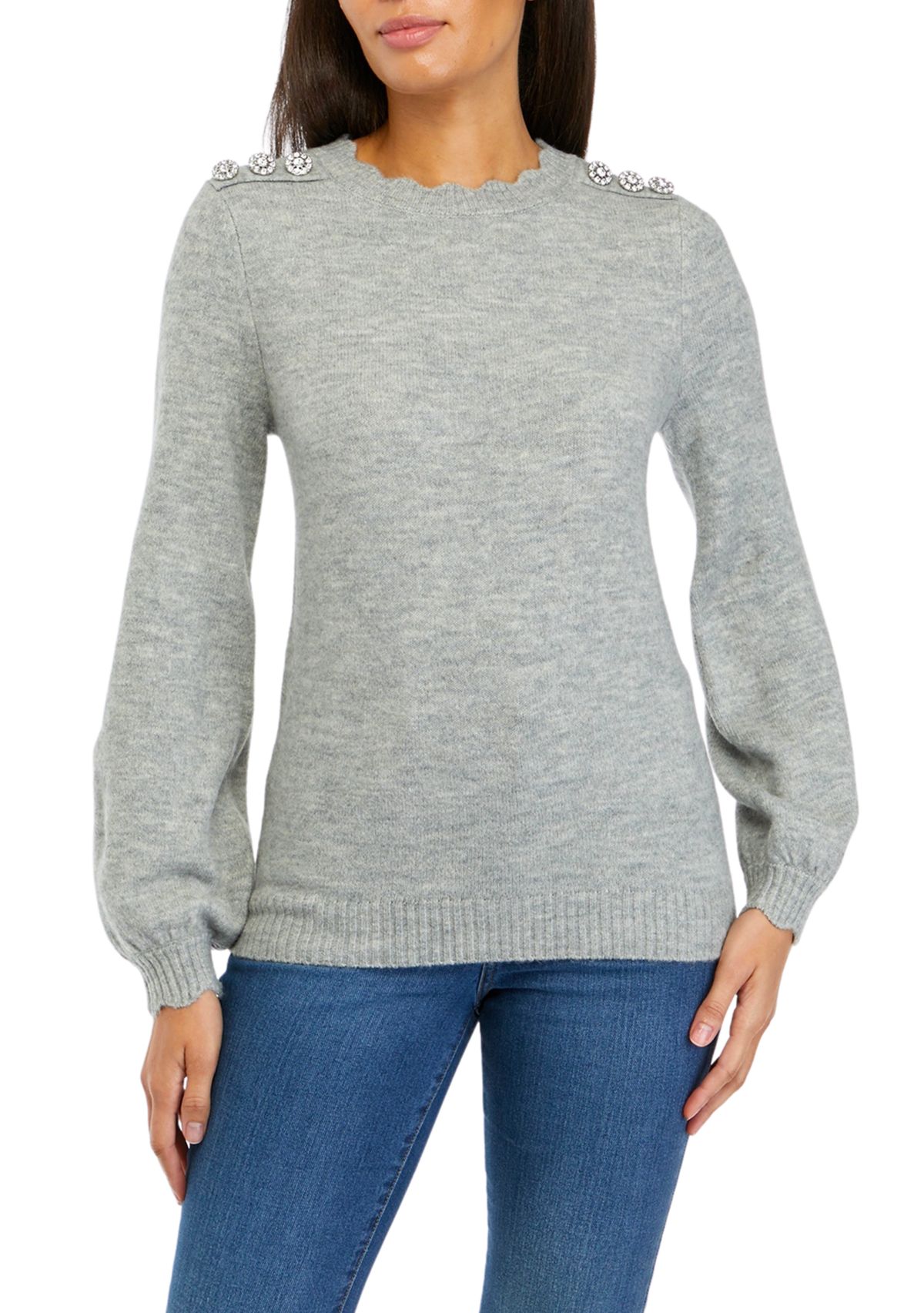 Womens Button Shoulder Sweater