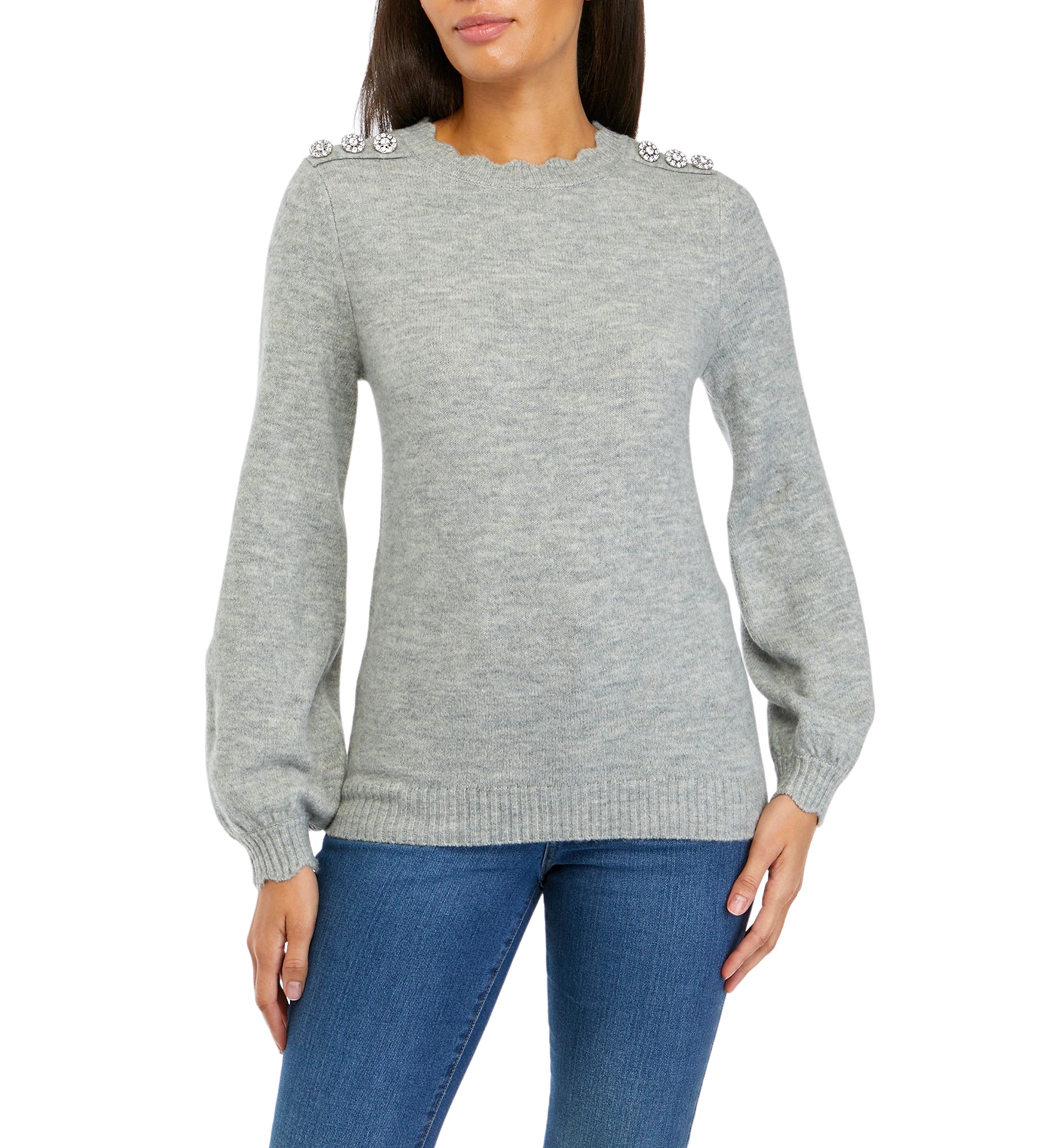 Womens Button Shoulder Sweater