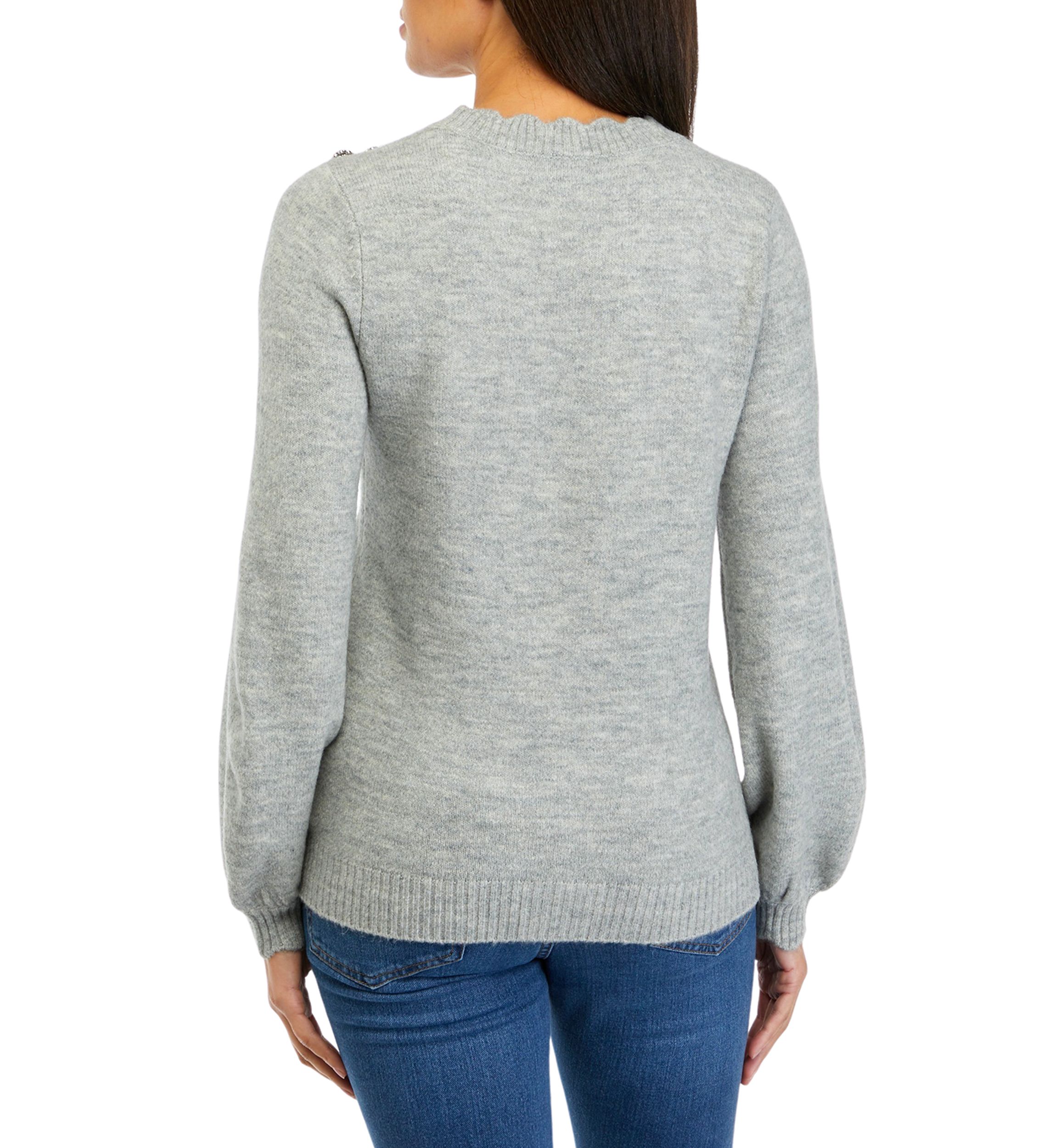 Womens Button Shoulder Sweater