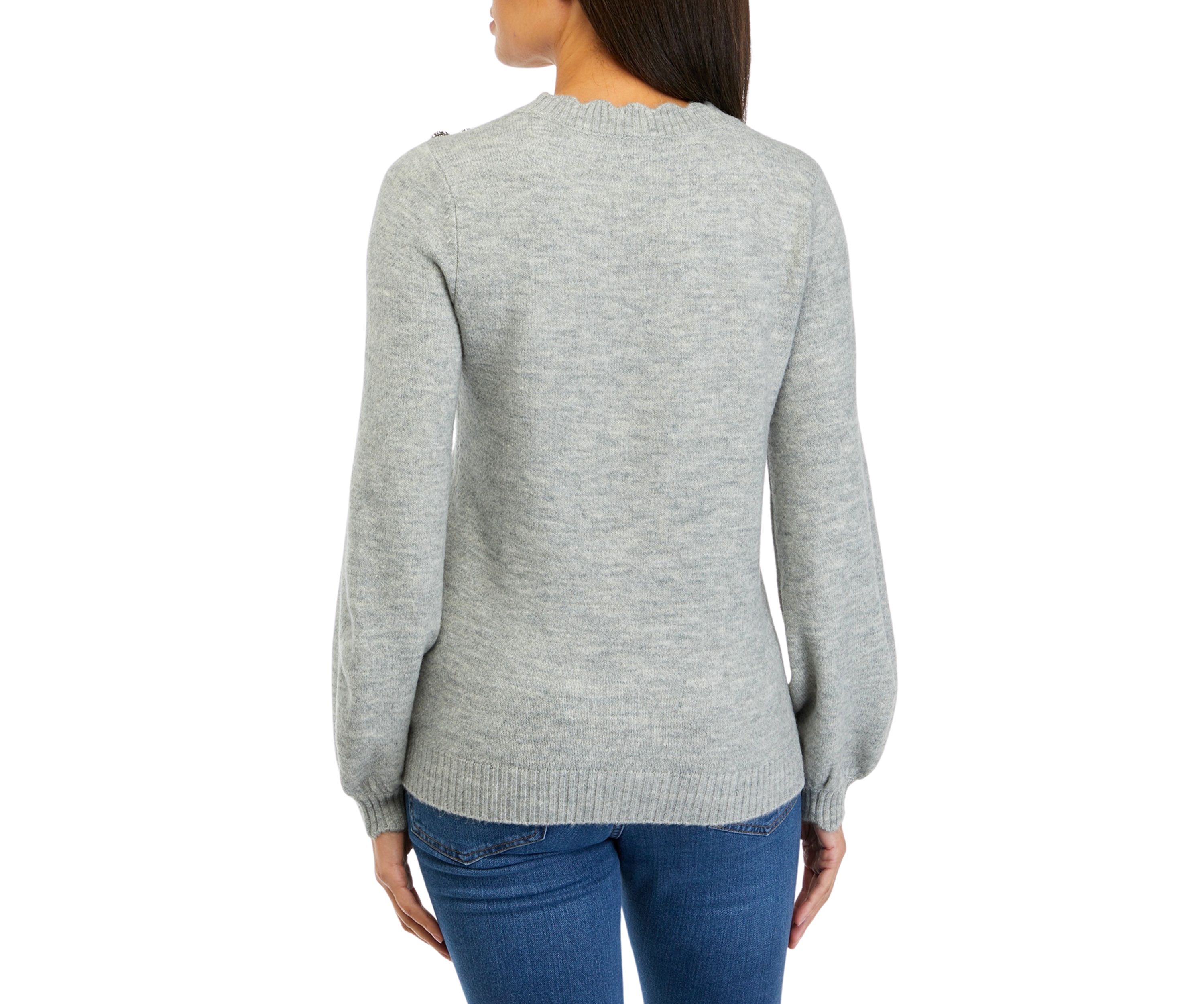 Womens Button Shoulder Sweater