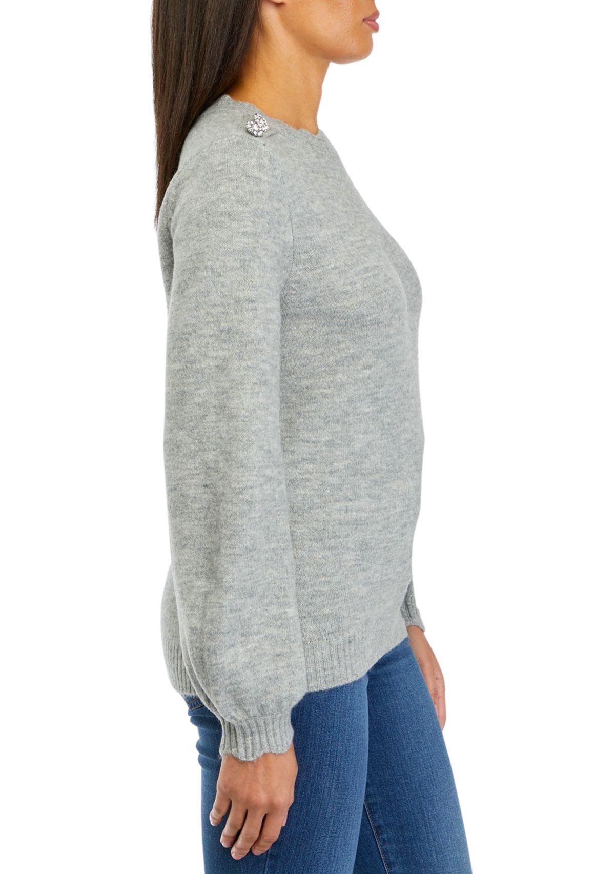Womens Button Shoulder Sweater
