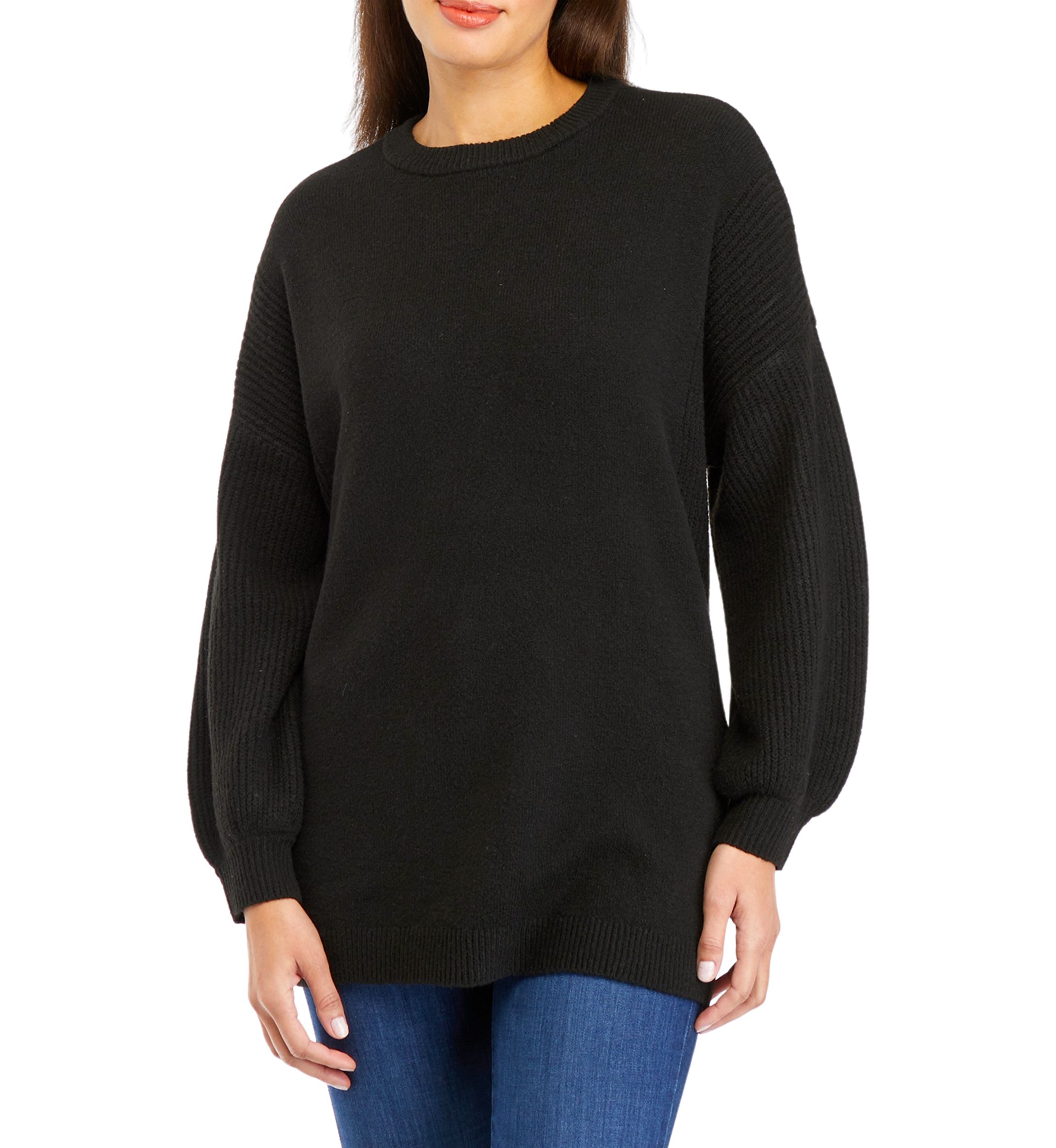Womens Solid Crew Neck Sweater