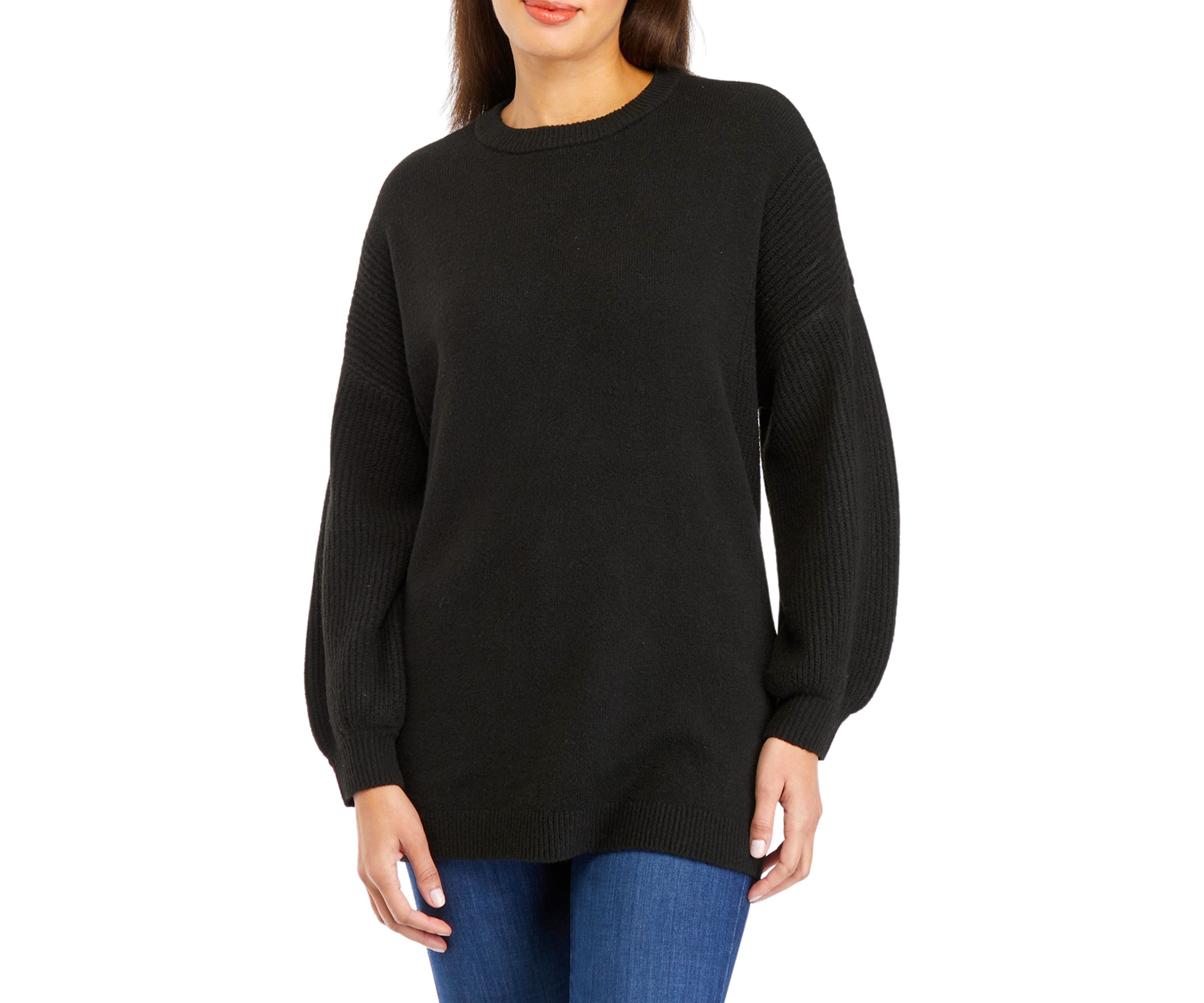 Womens Solid Crew Neck Sweater