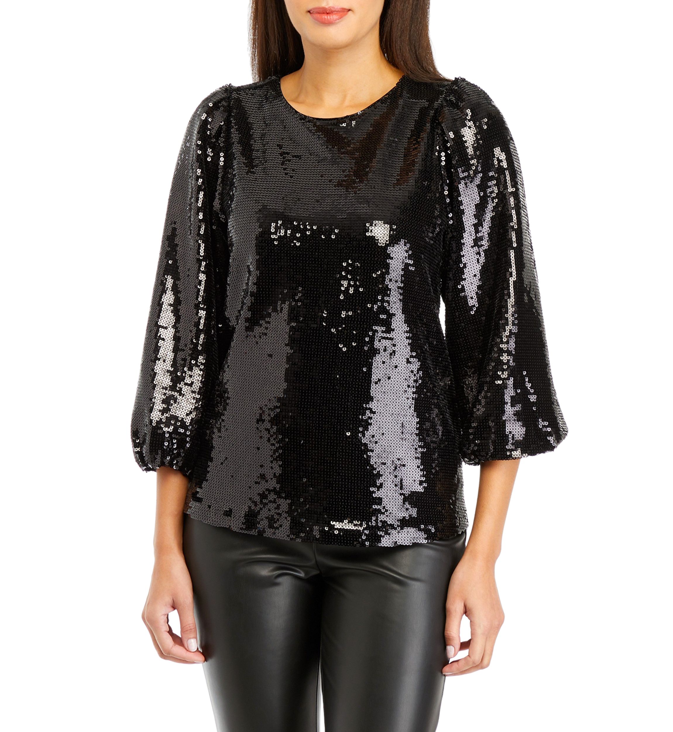 Womens Tie Back Sequin Top