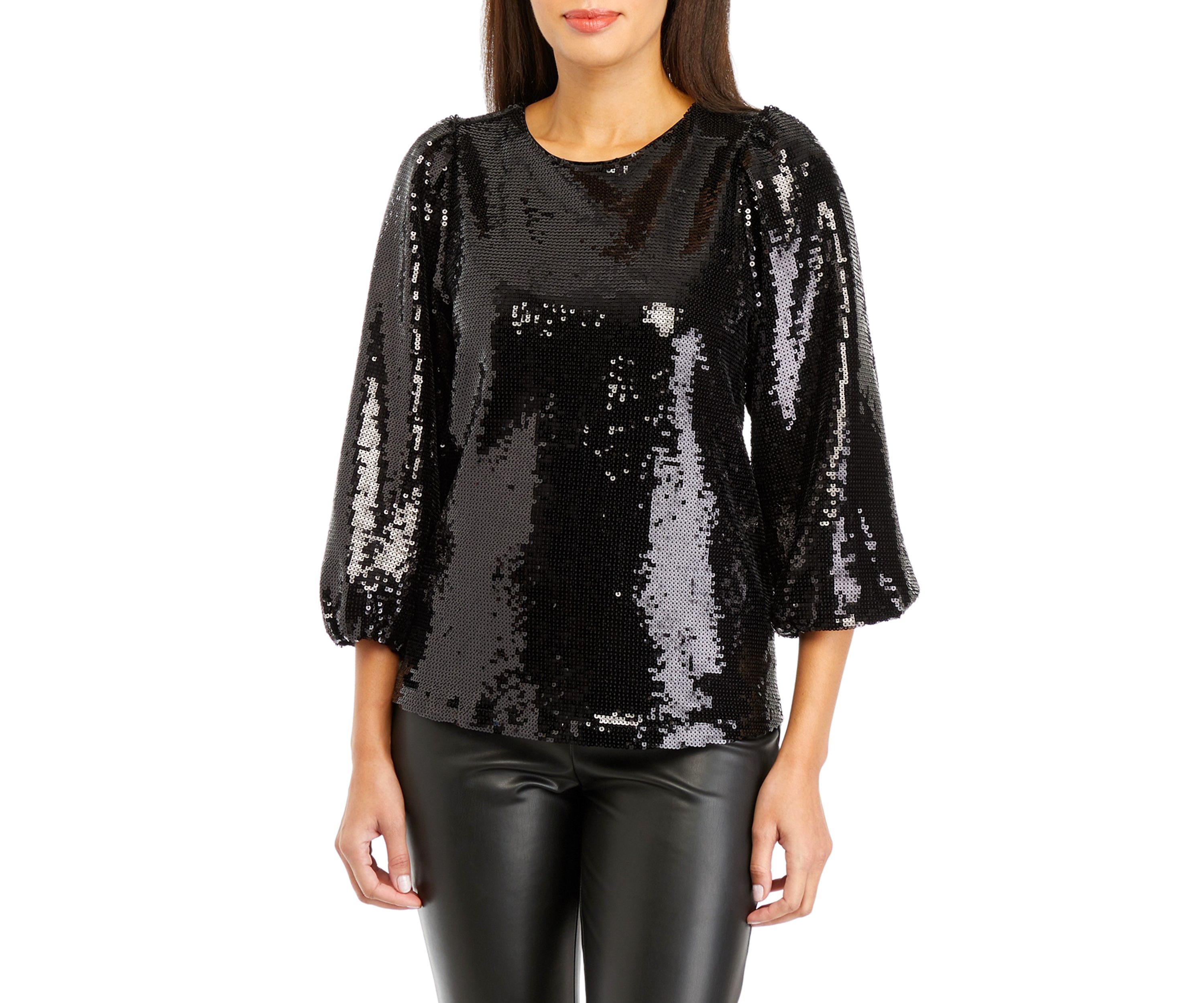 Womens Tie Back Sequin Top