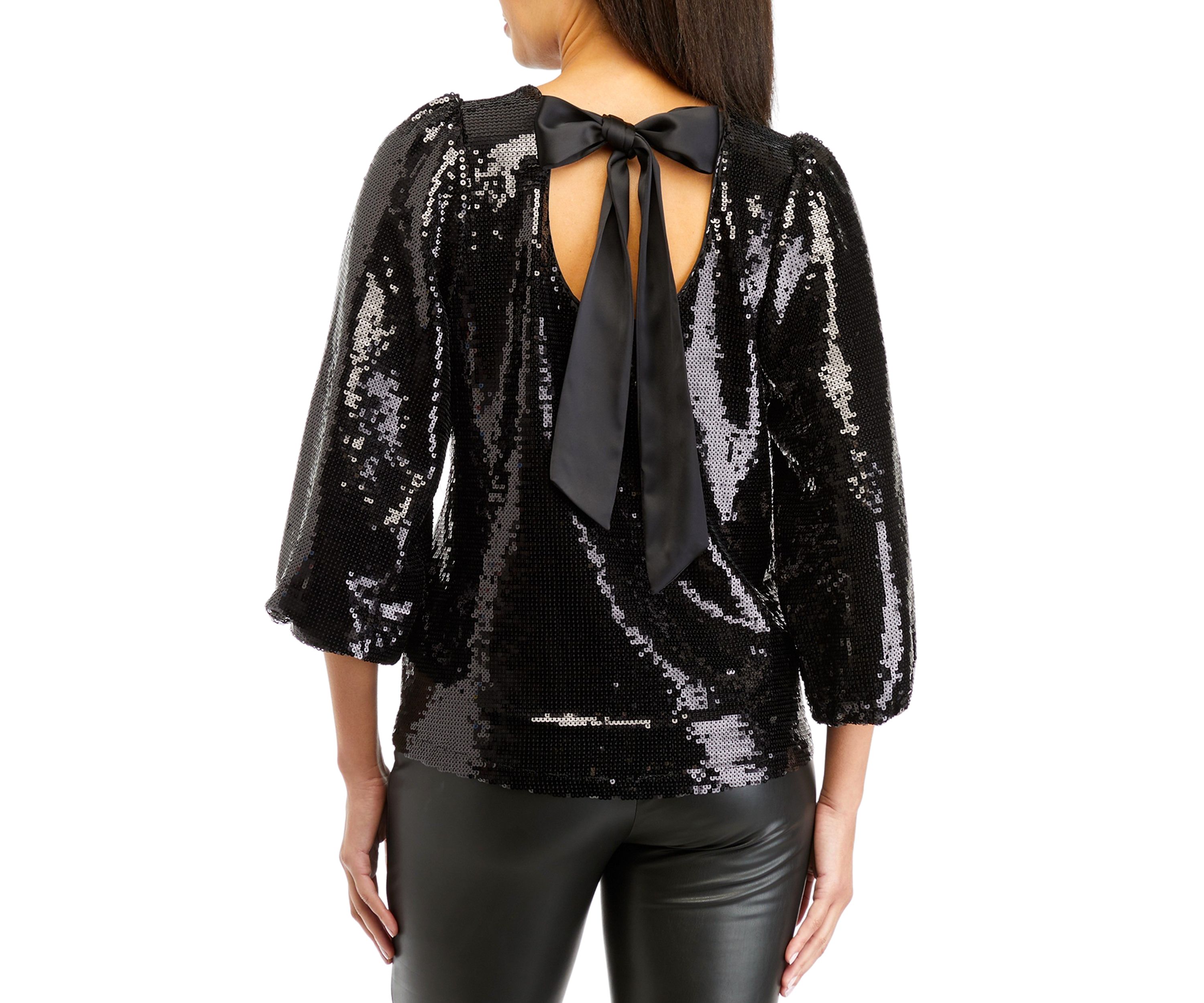 Womens Tie Back Sequin Top